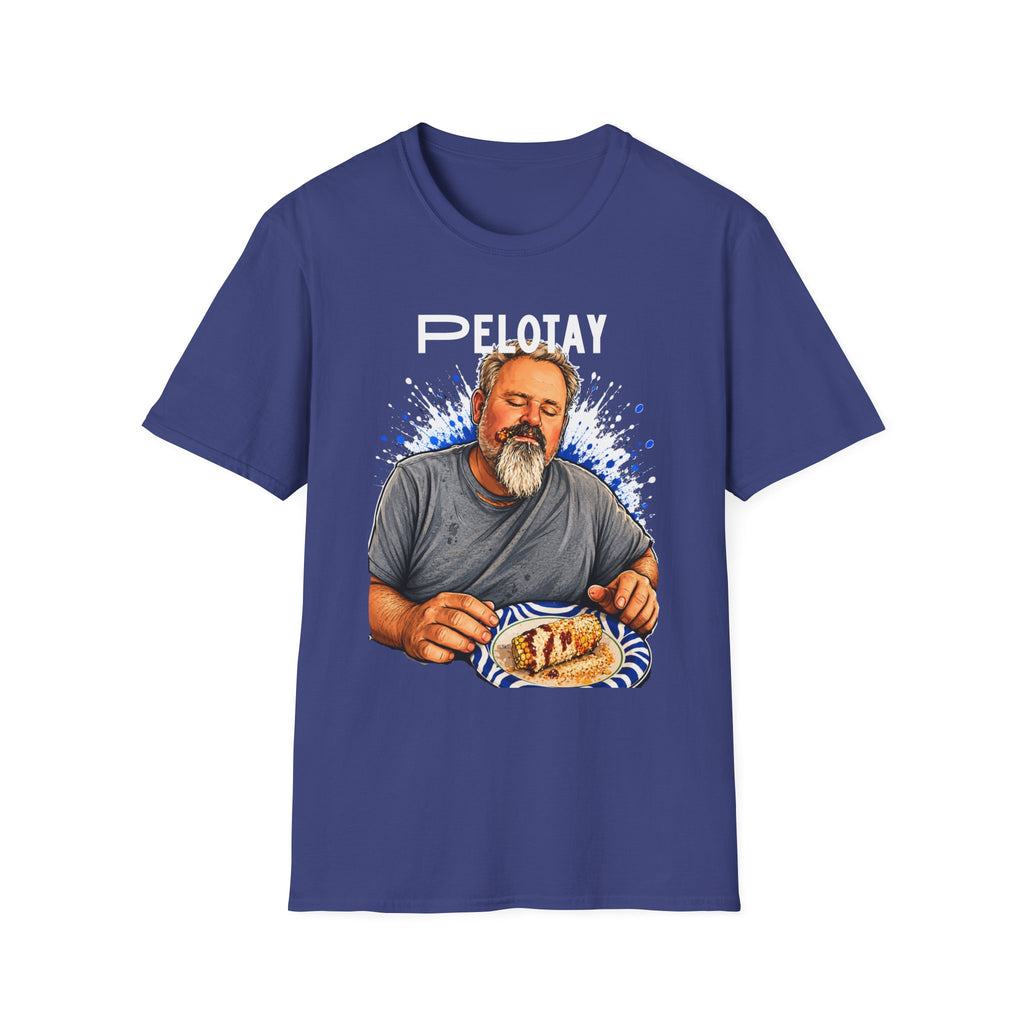 T-Shirt — Bearded Man Enjoying Mexican Elote for the First Time Illustration
