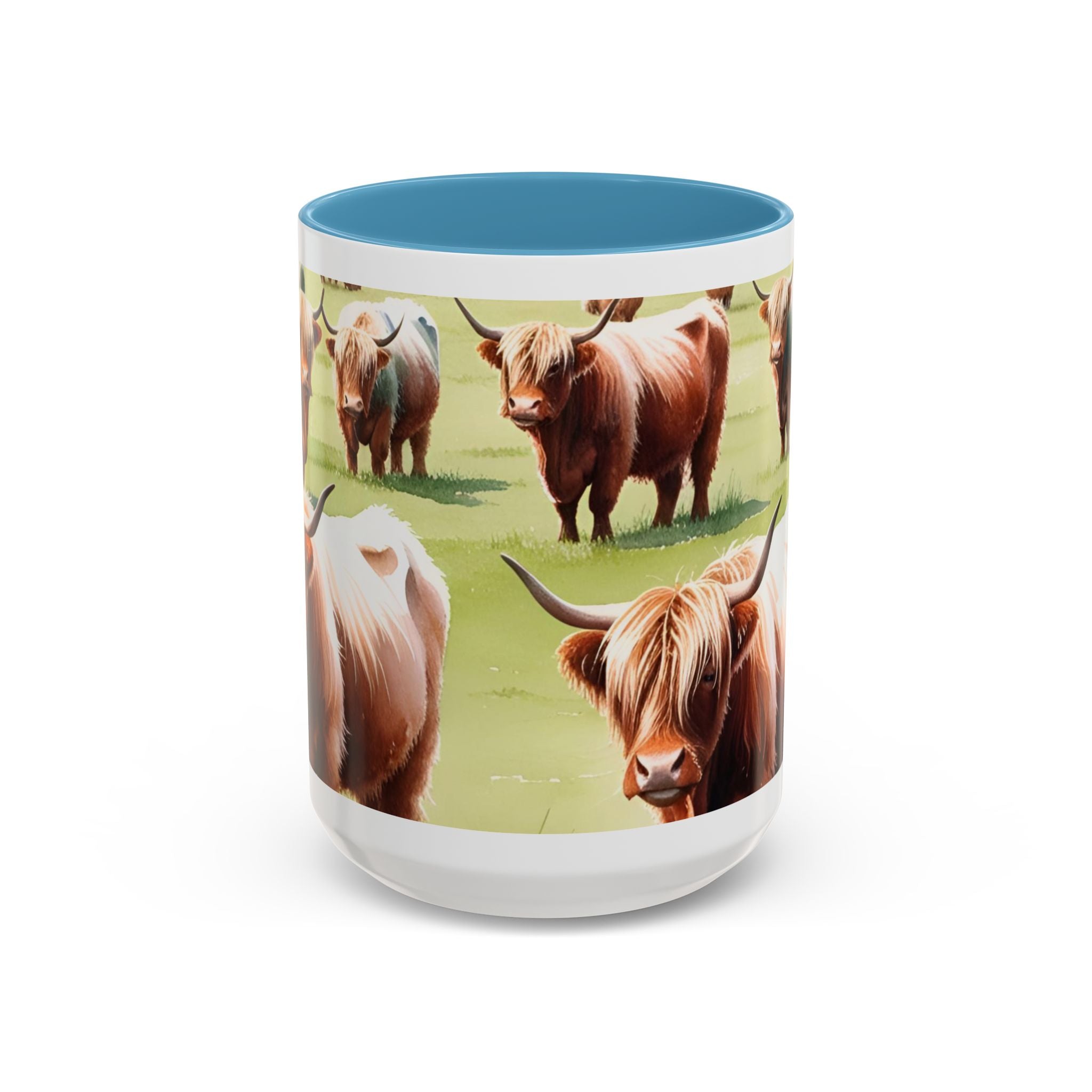 Highland Cow Accent Coffee Mug — Cute Rustic Cattle Farm Design (11/15 oz)