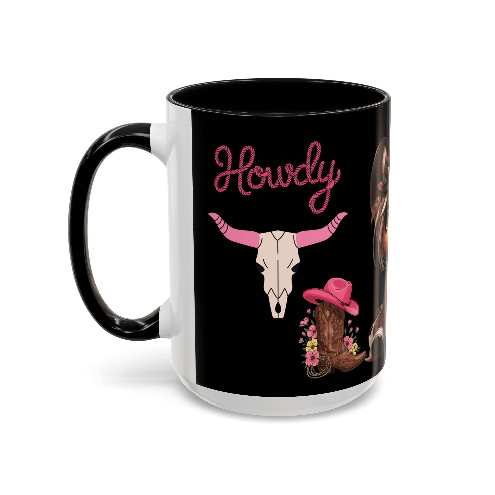 Cowgirl Coffee Mug — Howdy Pink Western Accent Mug (11/15oz)