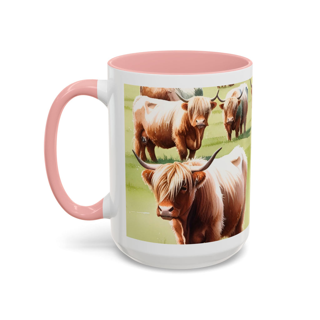 Highland Cow Accent Coffee Mug — Cute Rustic Cattle Farm Design (11/15 oz)