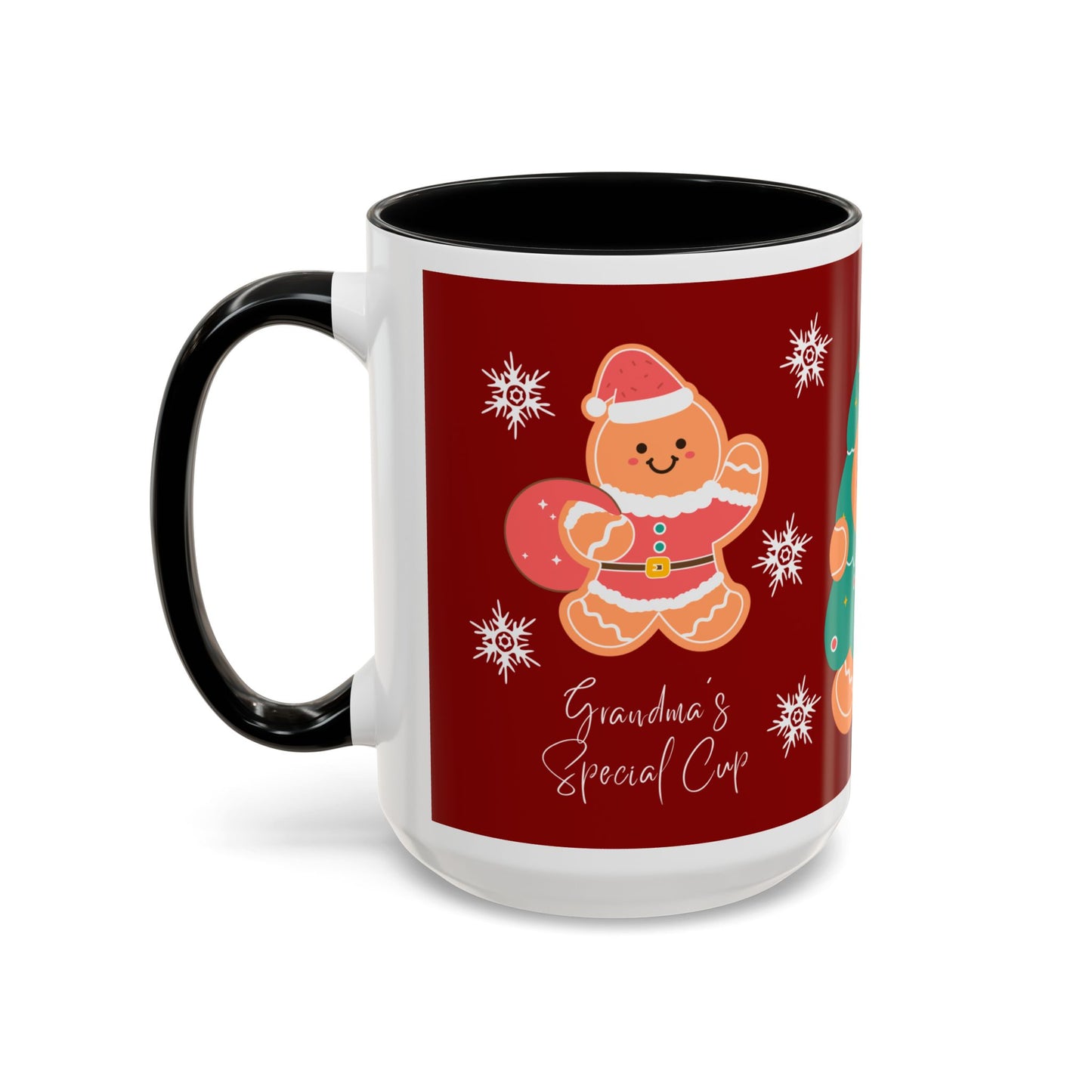 Christmas Cookie & Milk Accent Mug — Holiday Gingerbread Tree Design (11/15oz)
