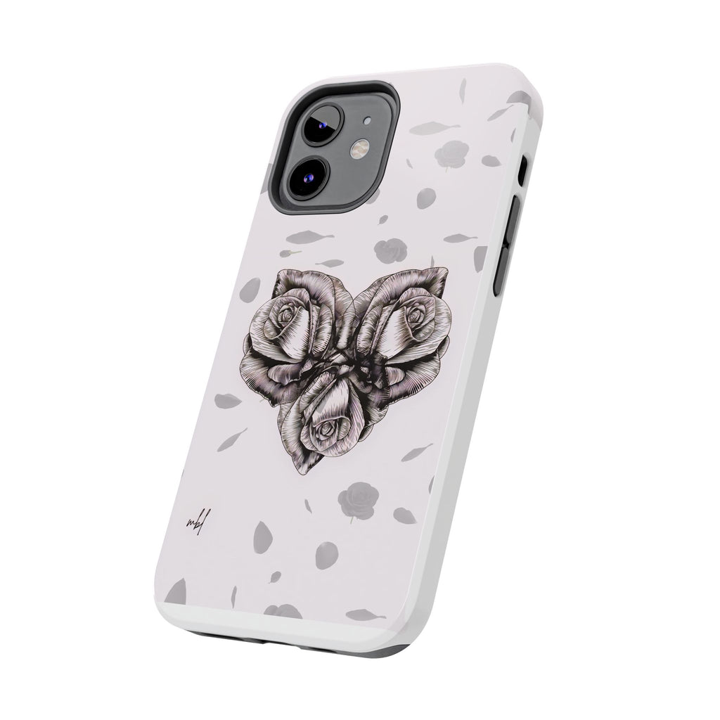 IPhone Phone Case Artistic Floral Tough Phone Cases - Heart Rose Design