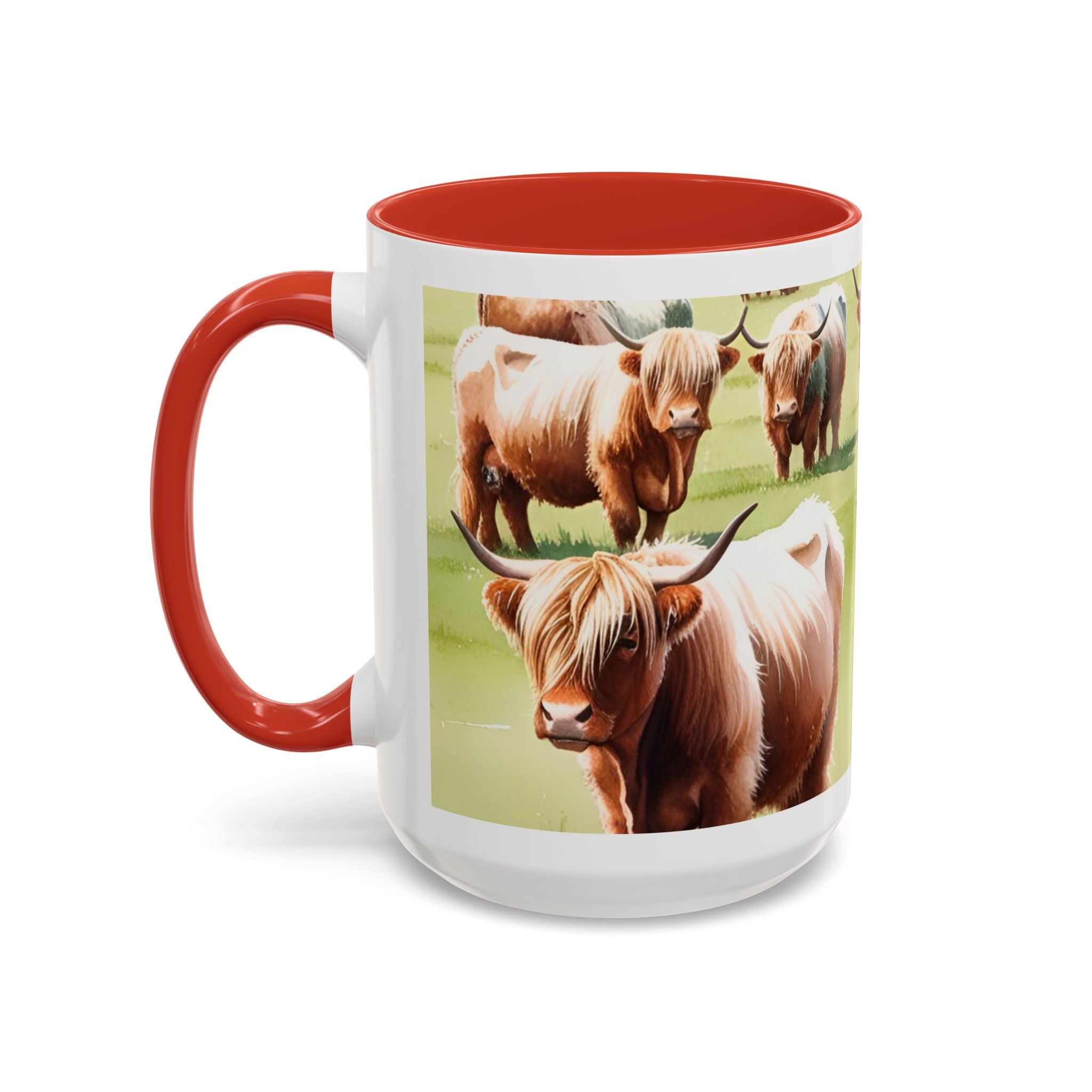 Highland Cow Accent Coffee Mug — Cute Rustic Cattle Farm Design (11/15 oz)