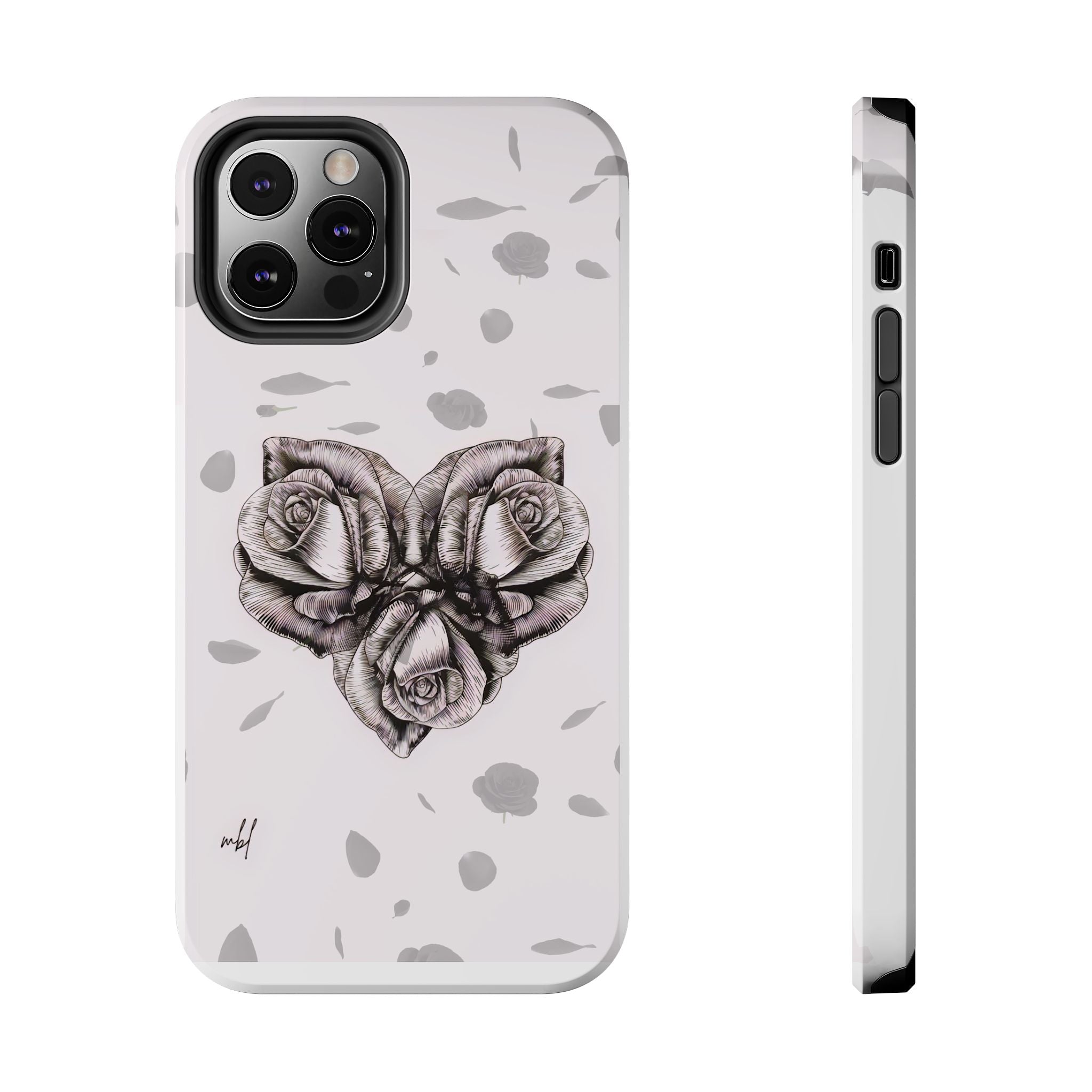 IPhone Phone Case Artistic Floral Tough Phone Cases - Heart Rose Design