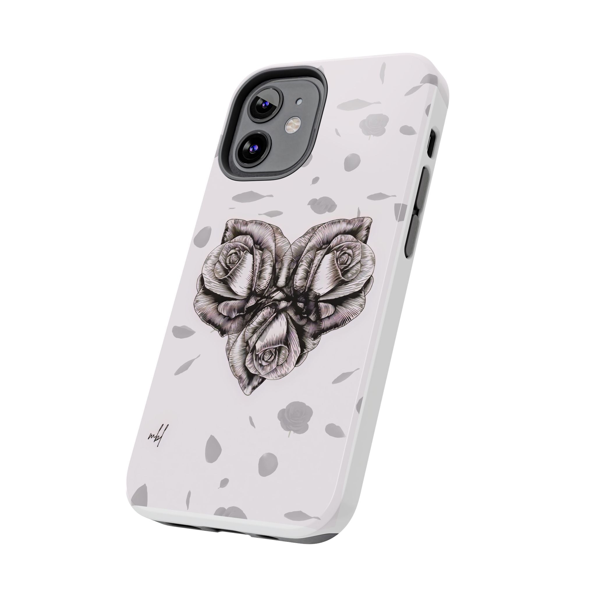 IPhone Phone Case Artistic Floral Tough Phone Cases - Heart Rose Design