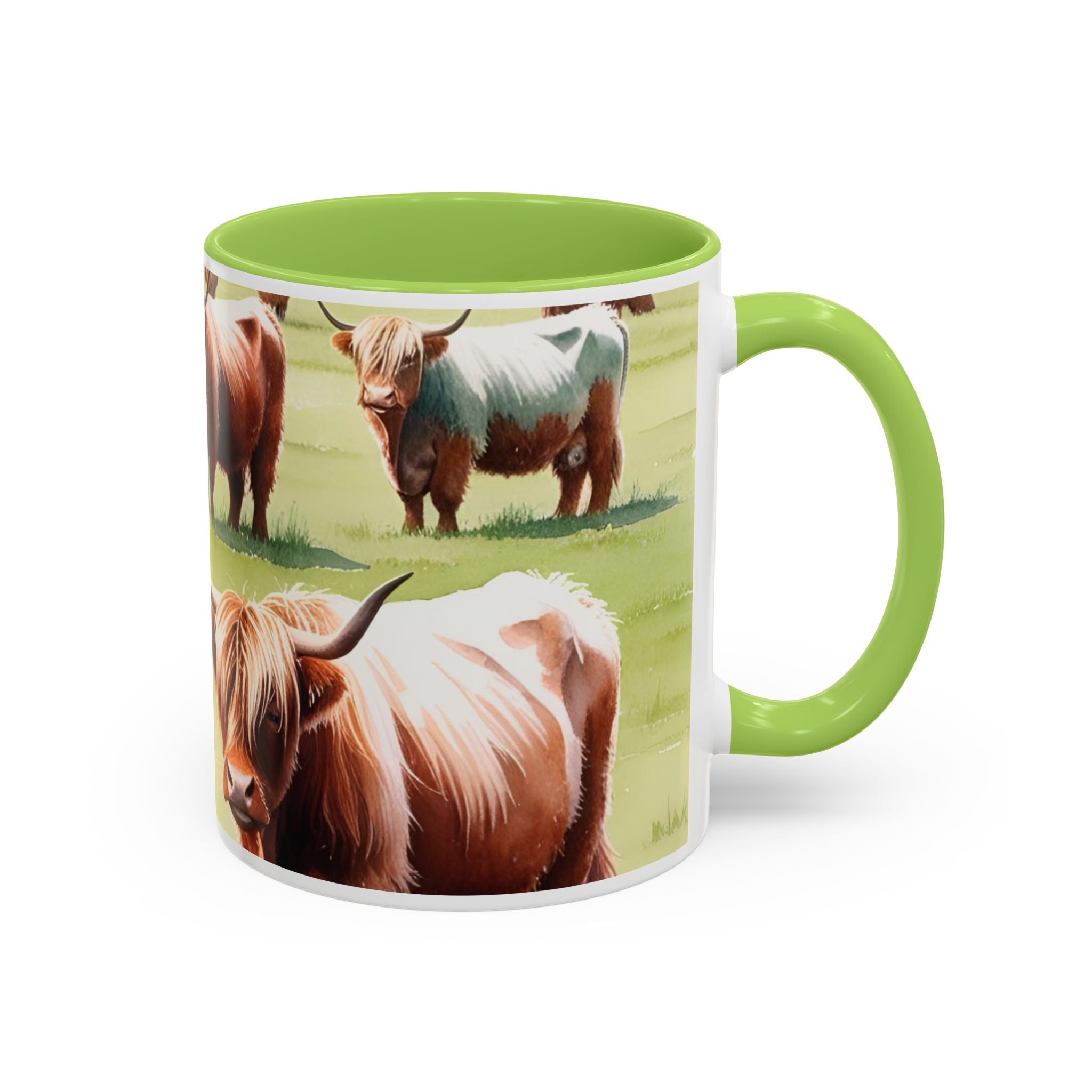 Highland Cow Accent Coffee Mug — Cute Rustic Cattle Farm Design (11/15 oz)