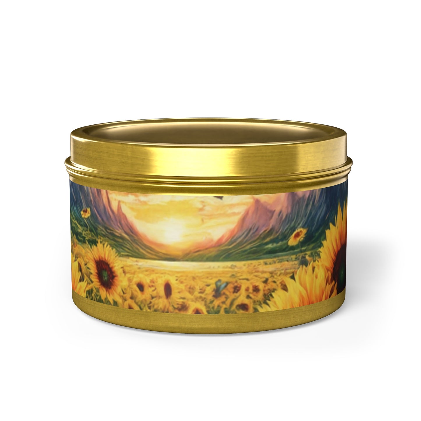 Beautiful Scented Sunflower Design Tin Candles