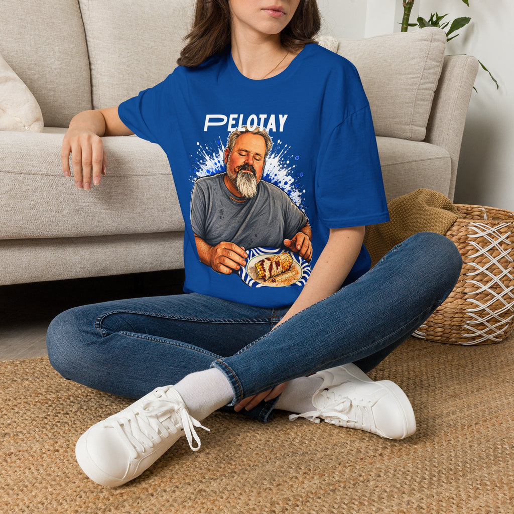 T-Shirt — Bearded Man Enjoying Mexican Elote for the First Time Illustration