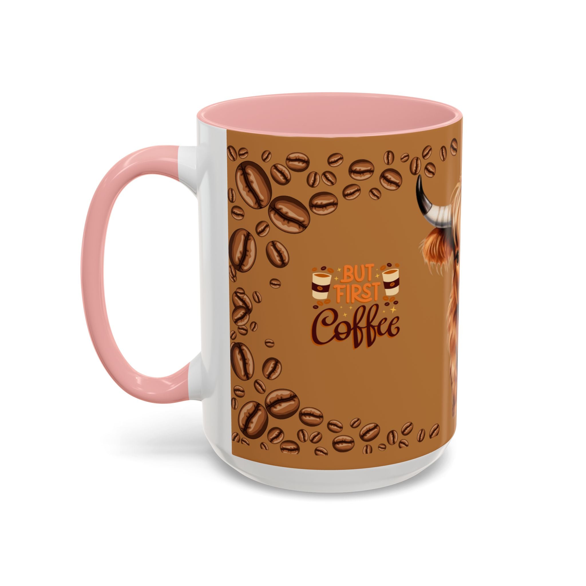 Highland Cow Coffee Mug — 'But First Coffee' Highland Cow Accent Mug (11/15oz)