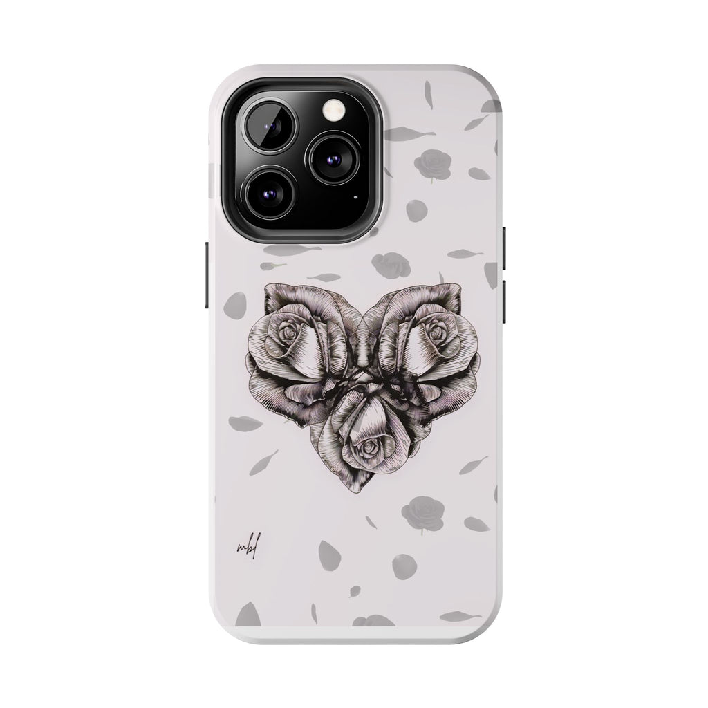 IPhone Phone Case Artistic Floral Tough Phone Cases - Heart Rose Design