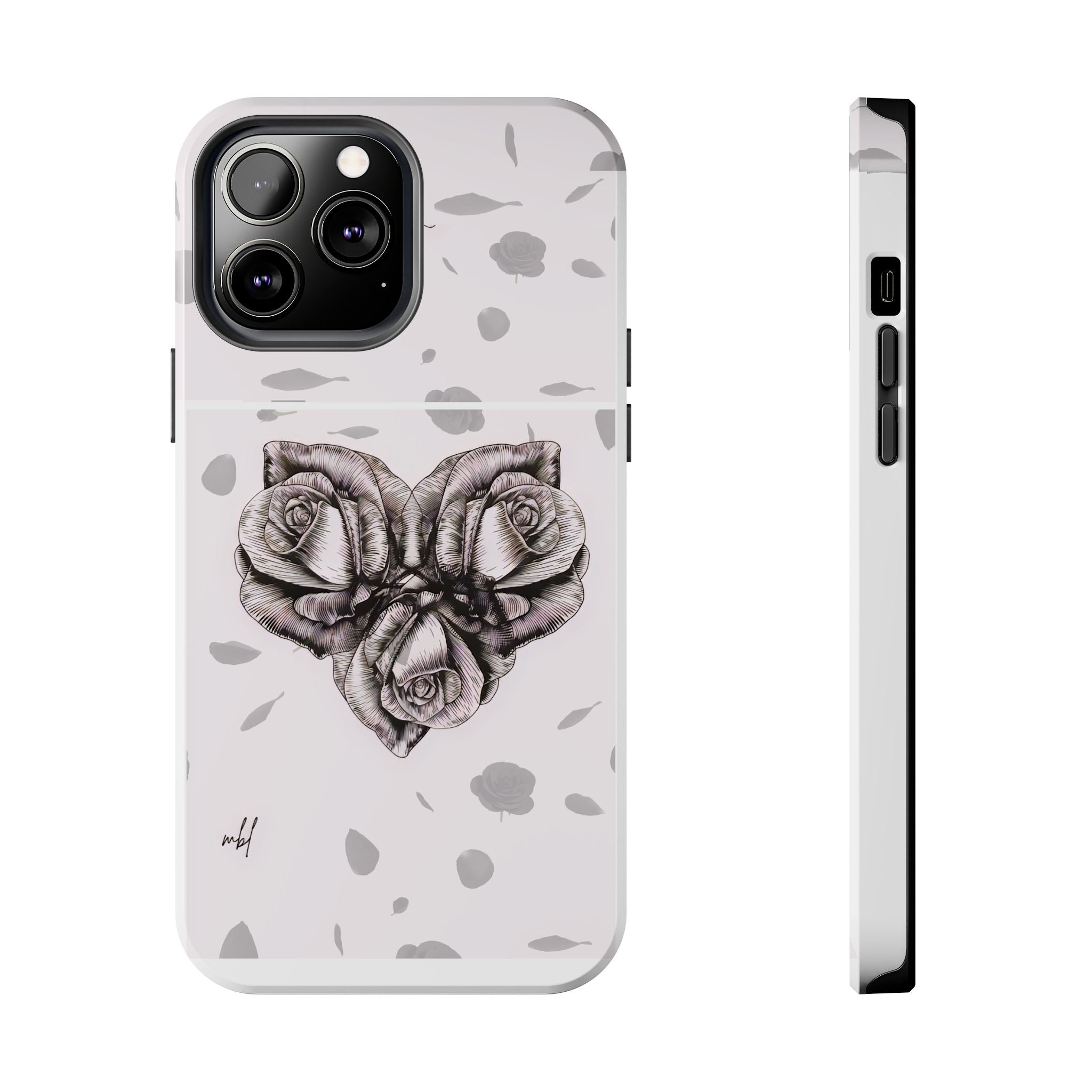 IPhone Phone Case Artistic Floral Tough Phone Cases - Heart Rose Design
