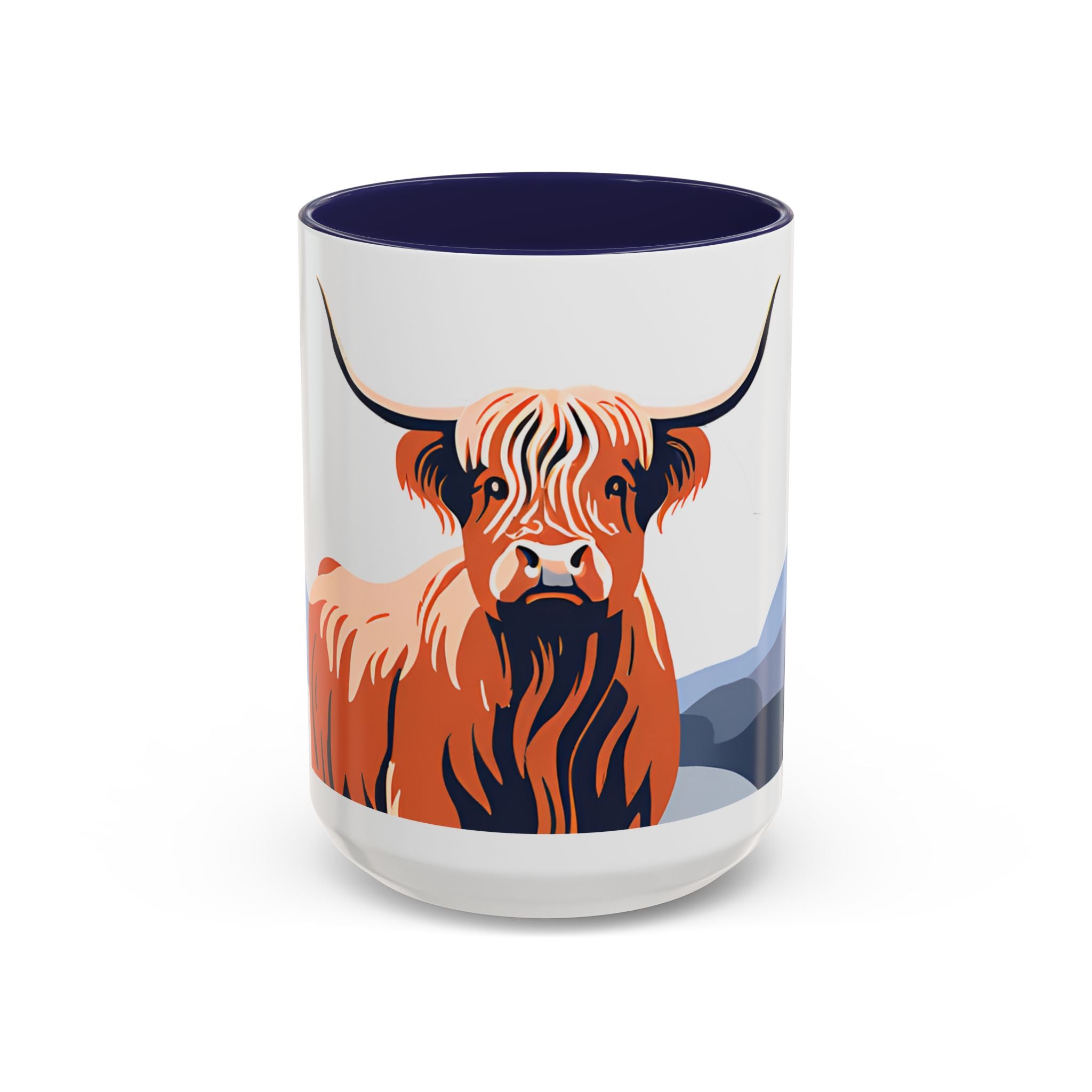 Highland Cow Accent Coffee Mug – Scenic Farmhouse Tea & Coffee Cup (11/15 oz)