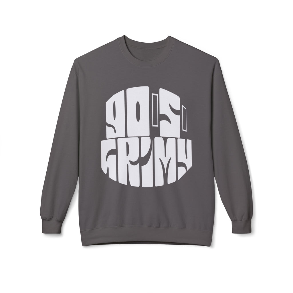 90s Grime Crewneck Sweatshirt — Retro Distorted Logo Pullover