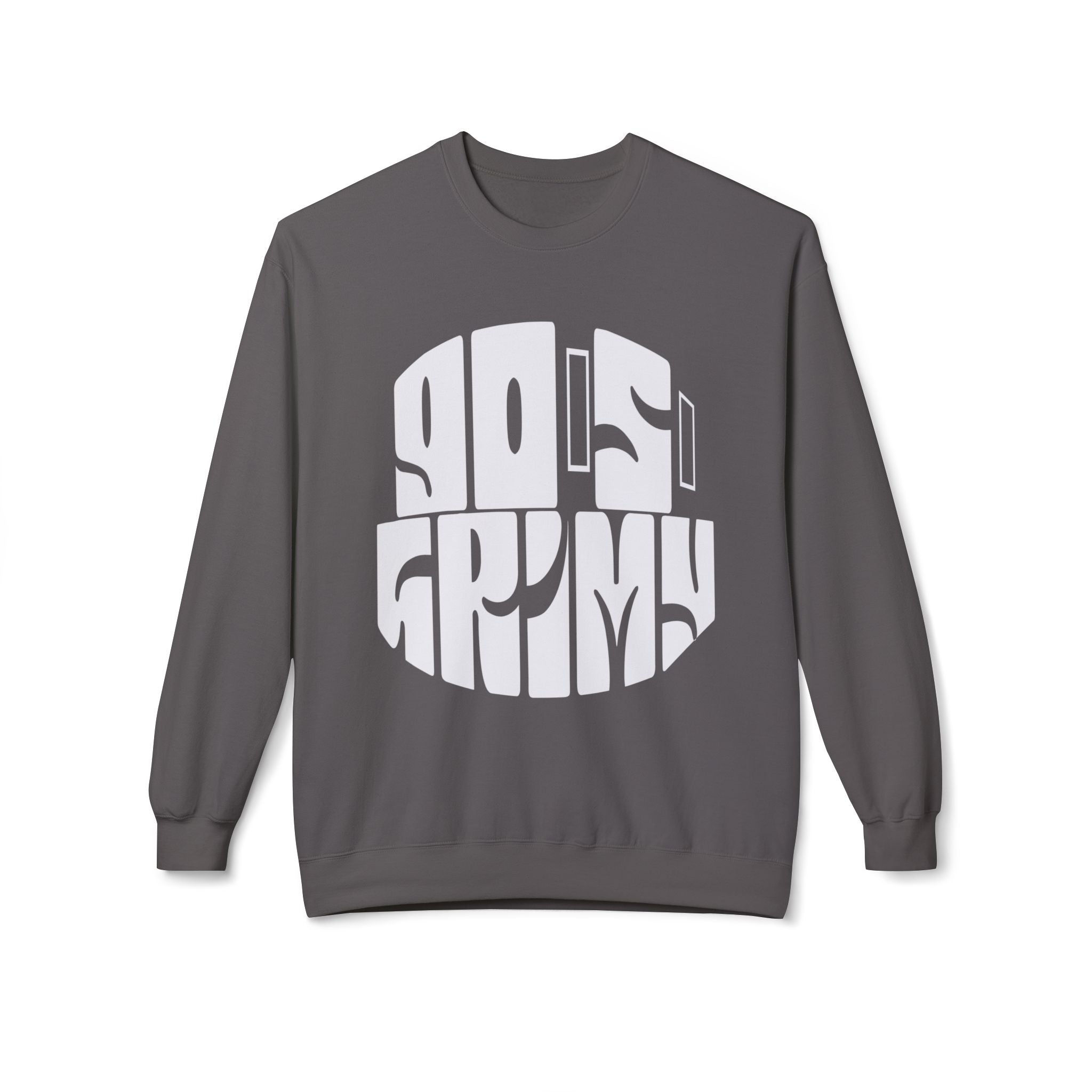90s Grime Crewneck Sweatshirt — Retro Distorted Logo Pullover
