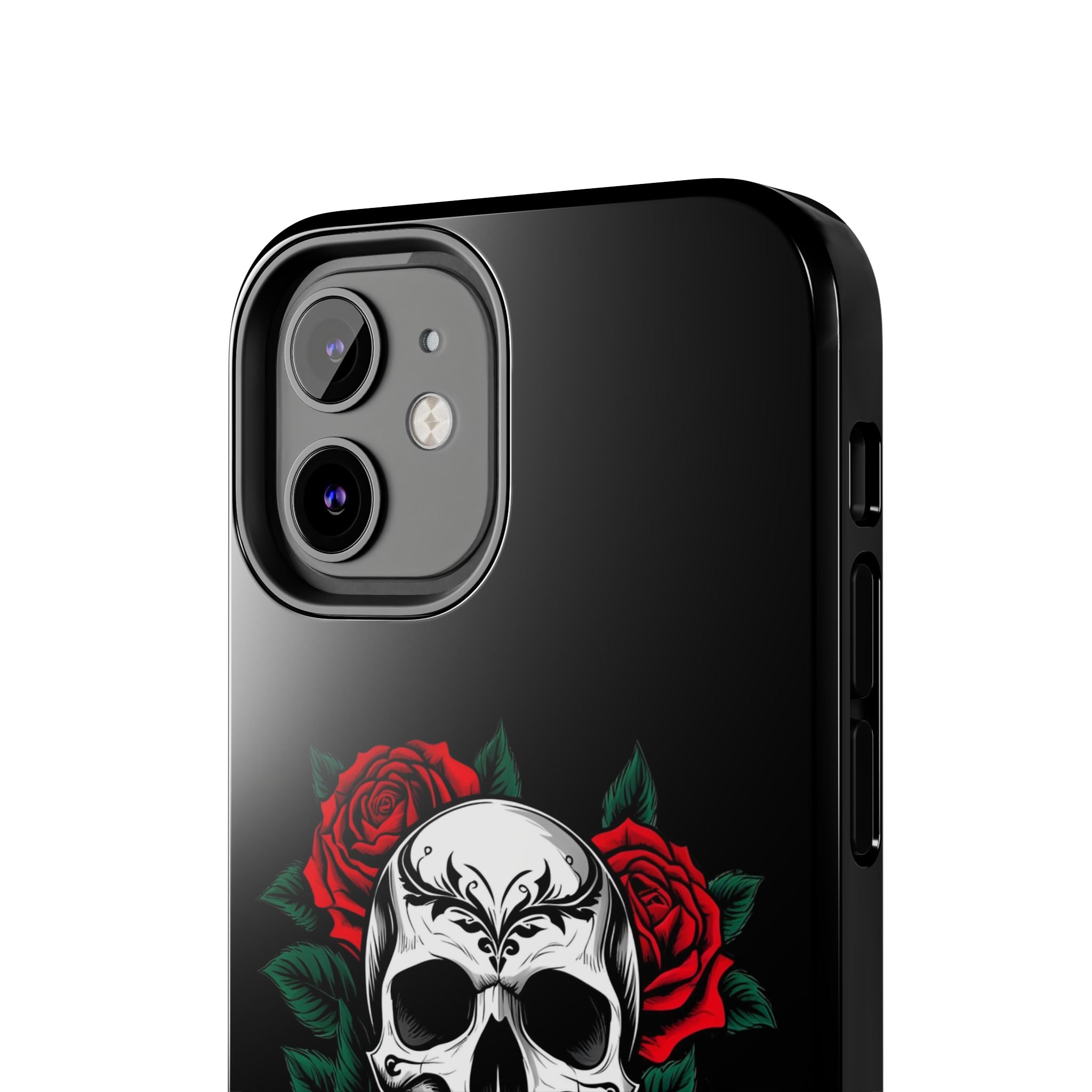 Skull and Roses Tough Phone Case — Durable Protective iPhone Cover with Vibrant Wing Design