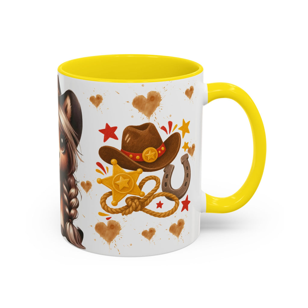 Cowgirl Pony Mug | Cute Western Horse Coffee Cup, Accent Black Handle