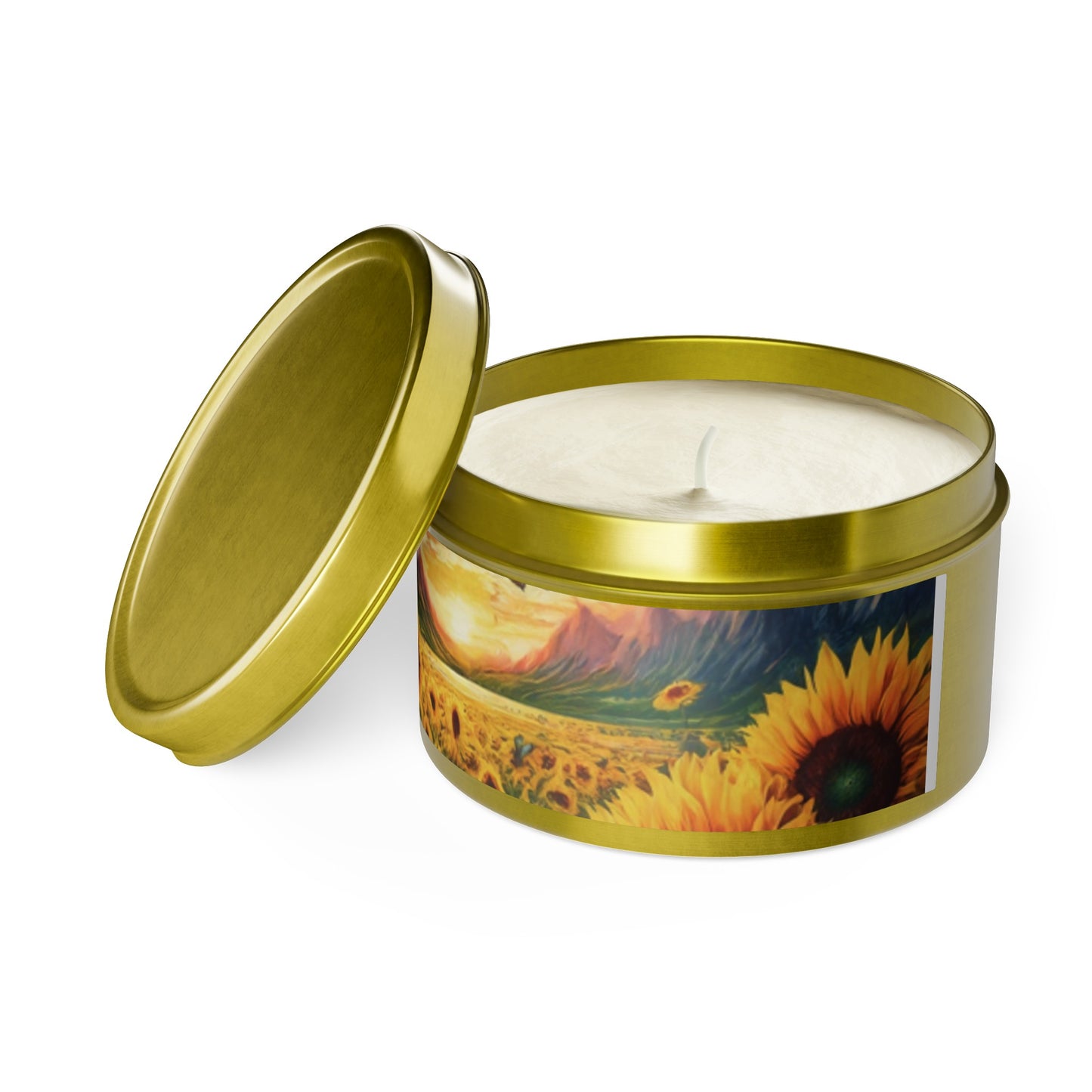 Beautiful Scented Sunflower Design Tin Candles