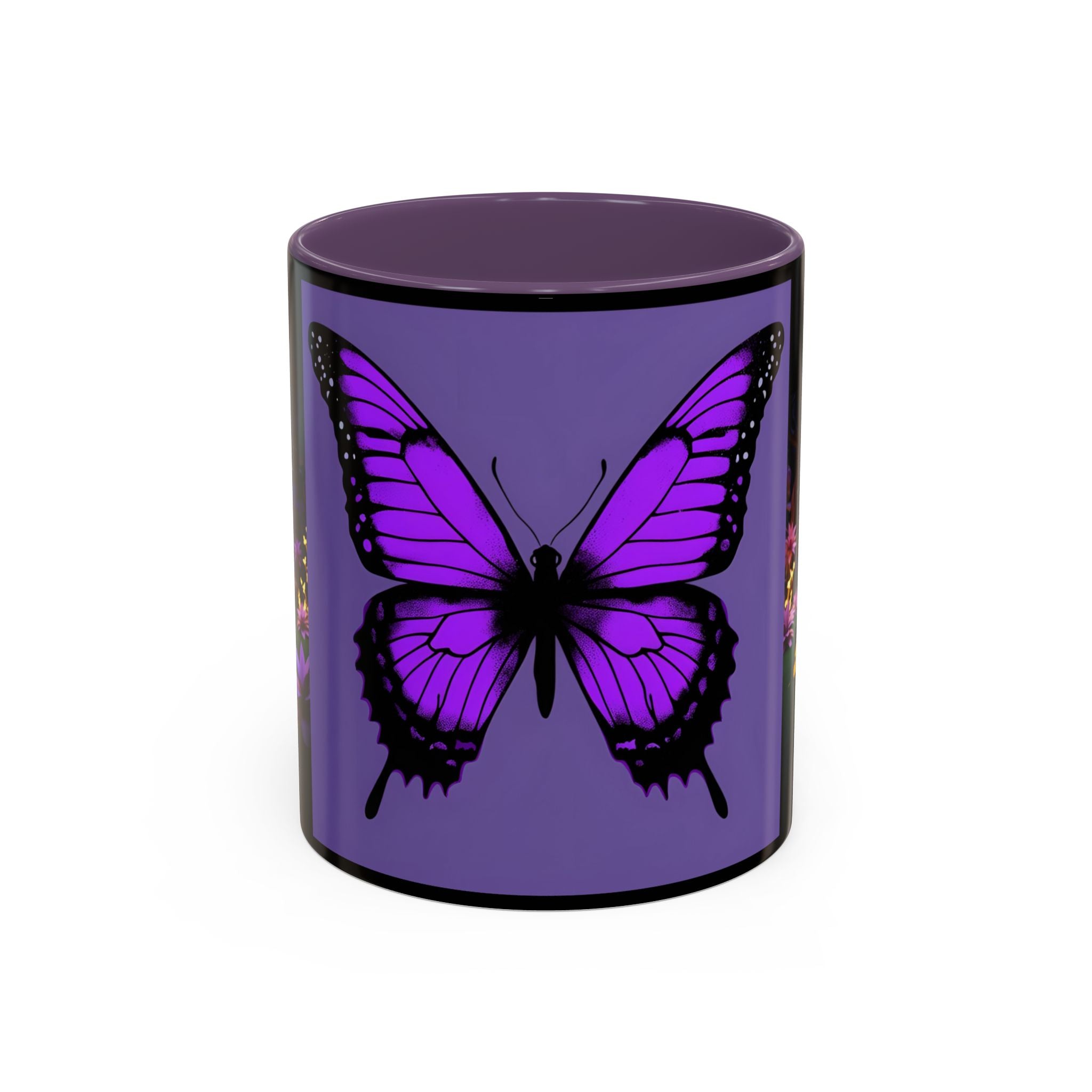 Purple Gothic Coffee Mug Butterfly Floral Skull Accent Cup