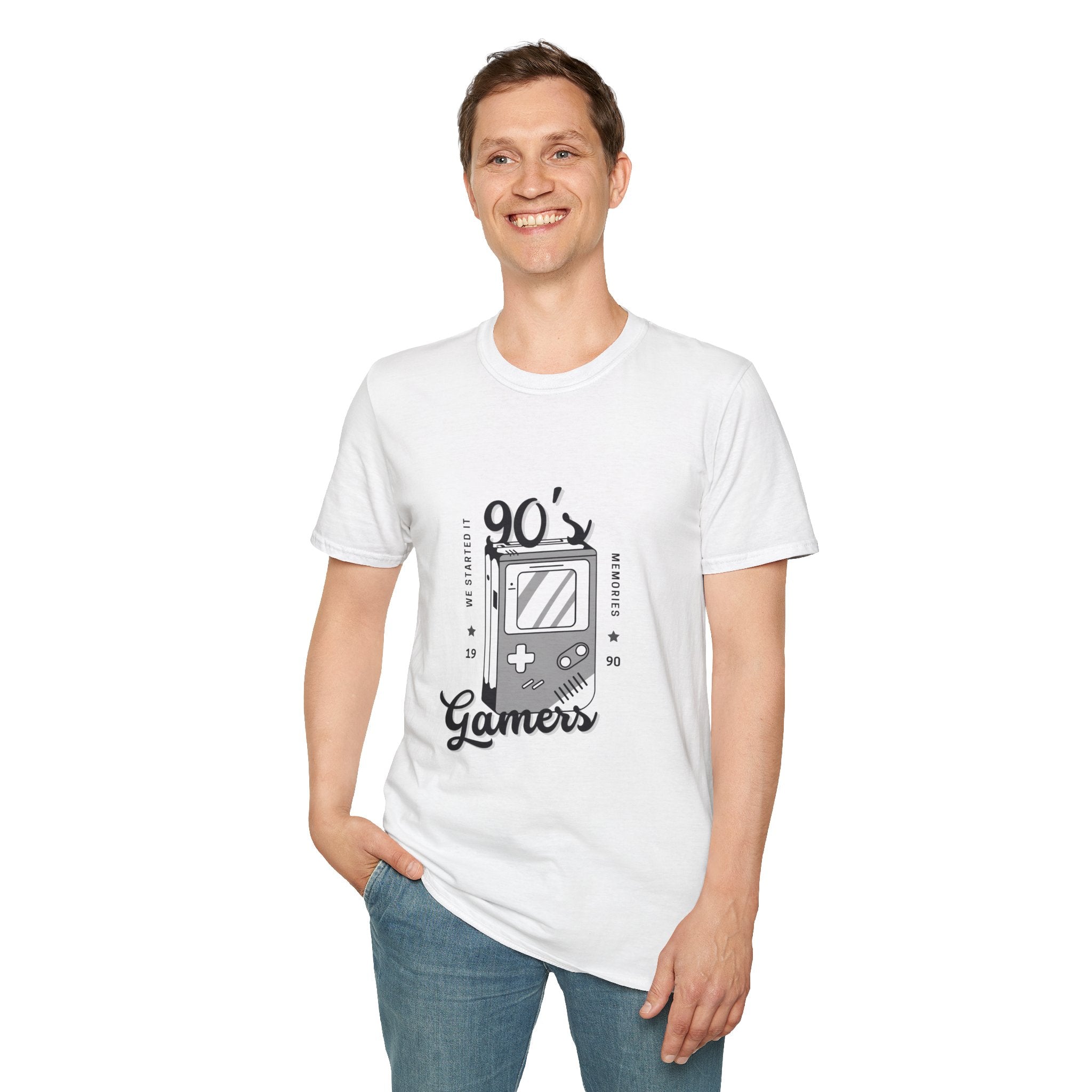90's Gamer Unisex Softstyle T-Shirt, Retro Gaming Shirt, Gamer Gift, Nostalgic Tee, Casual Wear, 90's Birthday Apparel