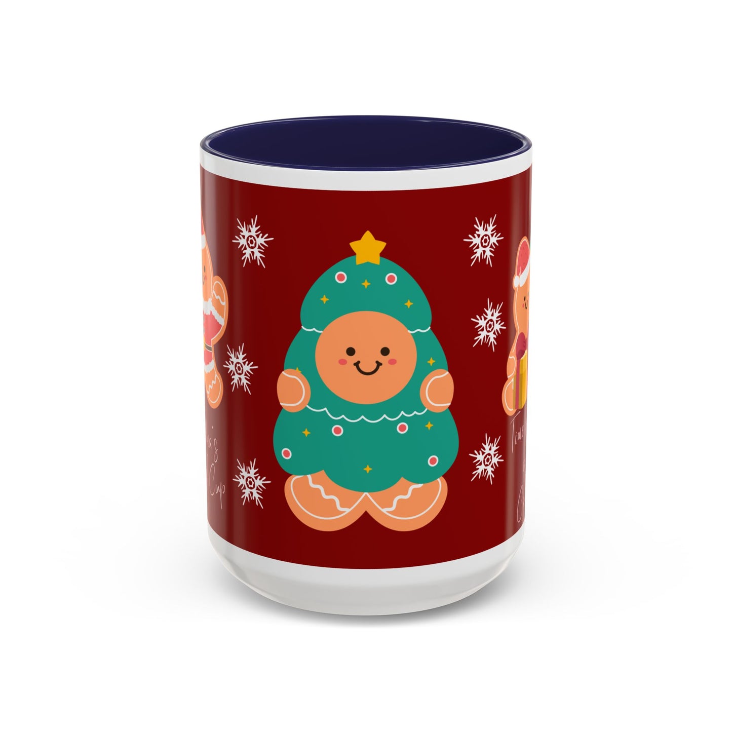 Christmas Cookie & Milk Accent Mug — Holiday Gingerbread Tree Design (11/15oz)