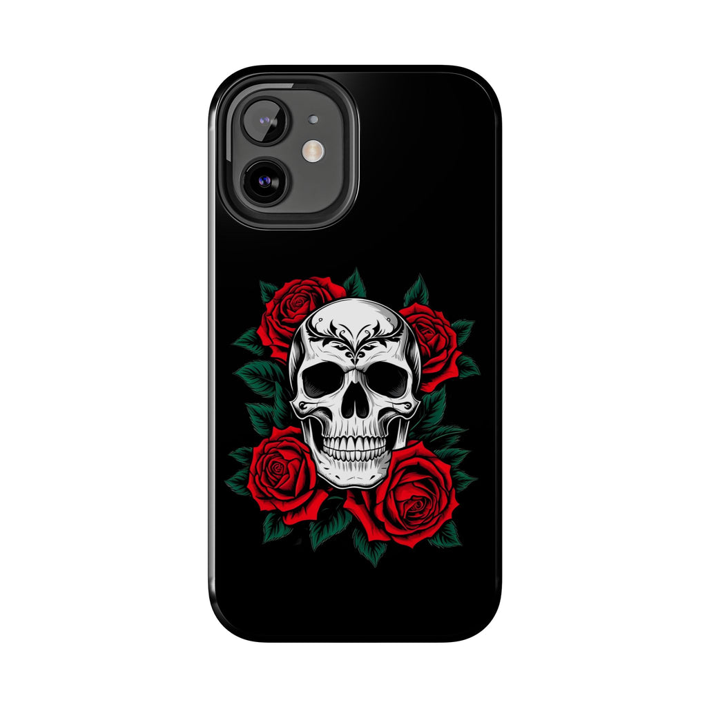 Skull and Roses Tough Phone Case — Durable Protective iPhone Cover with Vibrant Wing Design