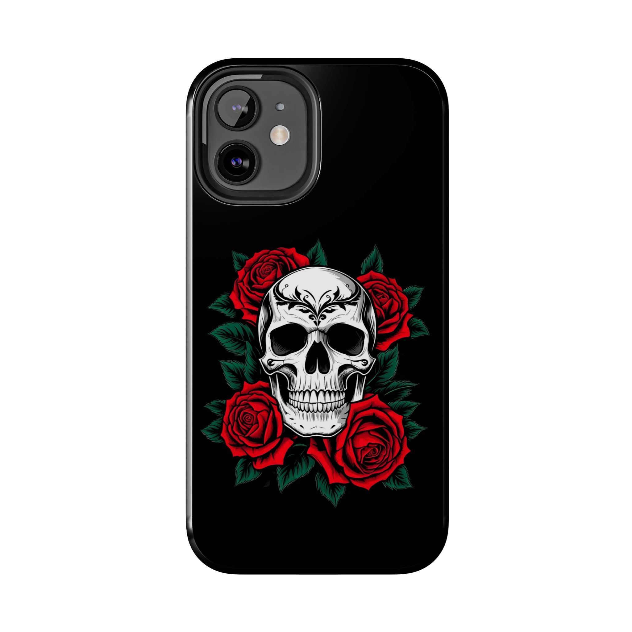 Skull and Roses Tough Phone Case — Durable Protective iPhone Cover with Vibrant Wing Design