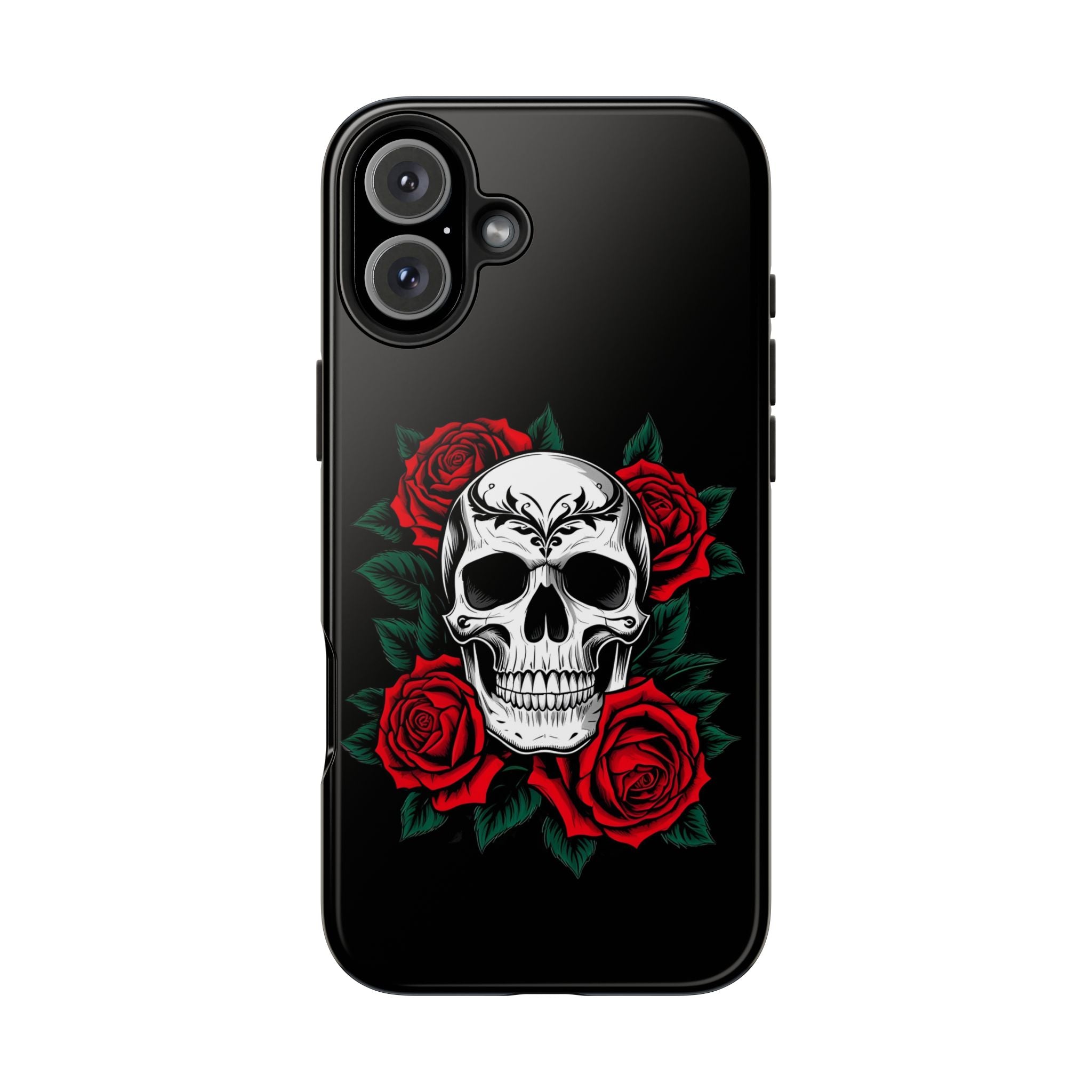Skull and Roses Tough Phone Case — Durable Protective iPhone Cover with Vibrant Wing Design