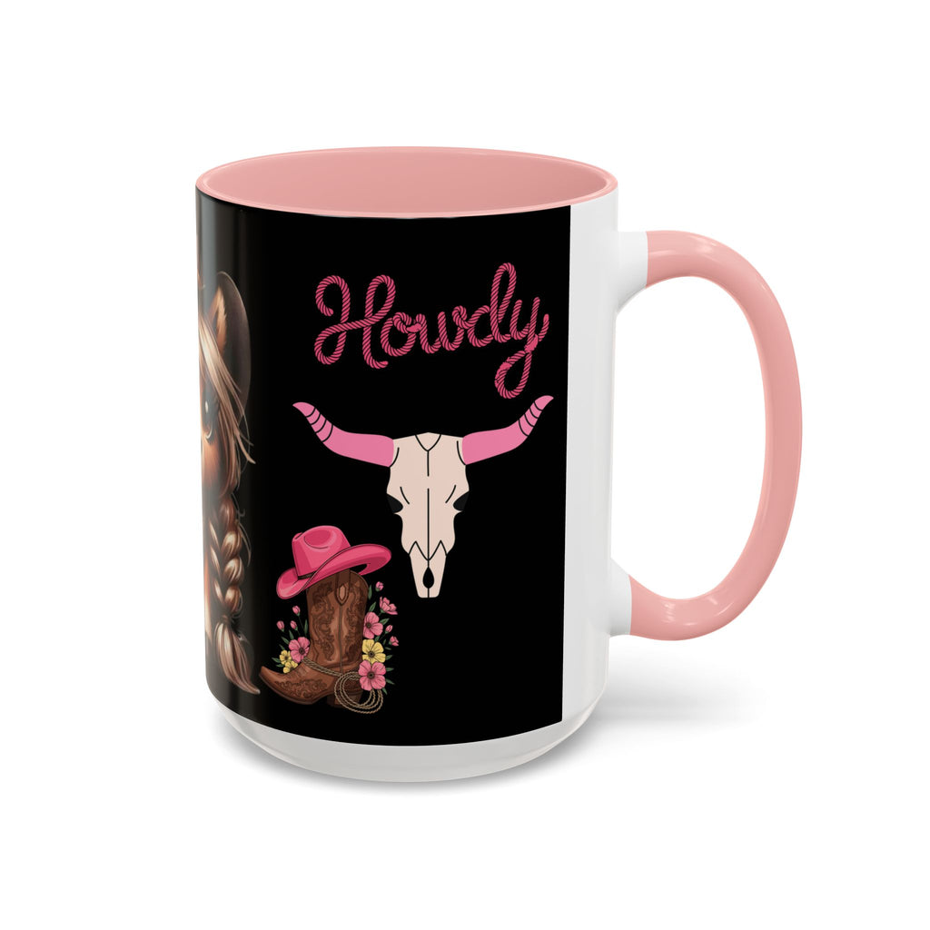 Cowgirl Coffee Mug — Howdy Pink Western Accent Mug (11/15oz)