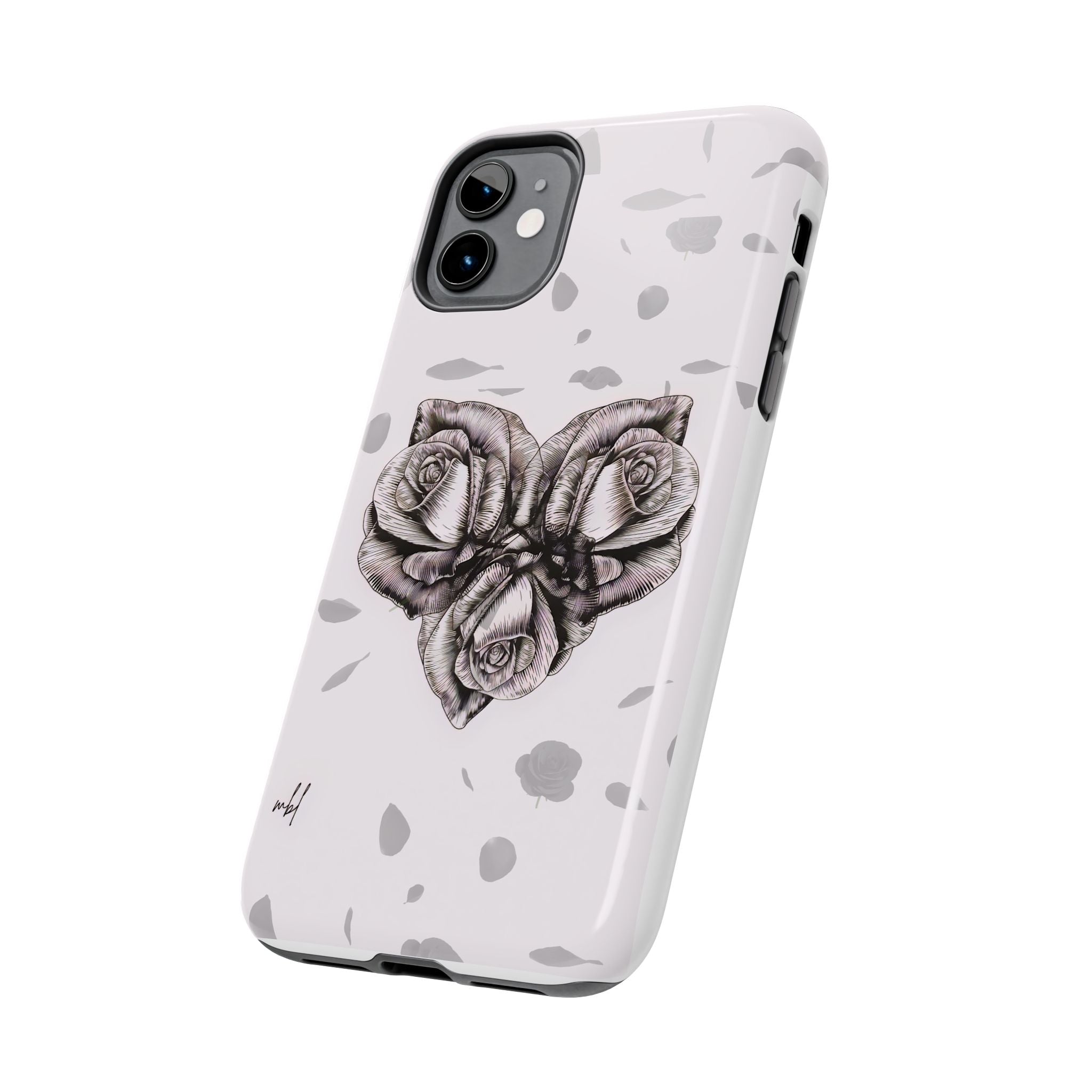 IPhone Phone Case Artistic Floral Tough Phone Cases - Heart Rose Design