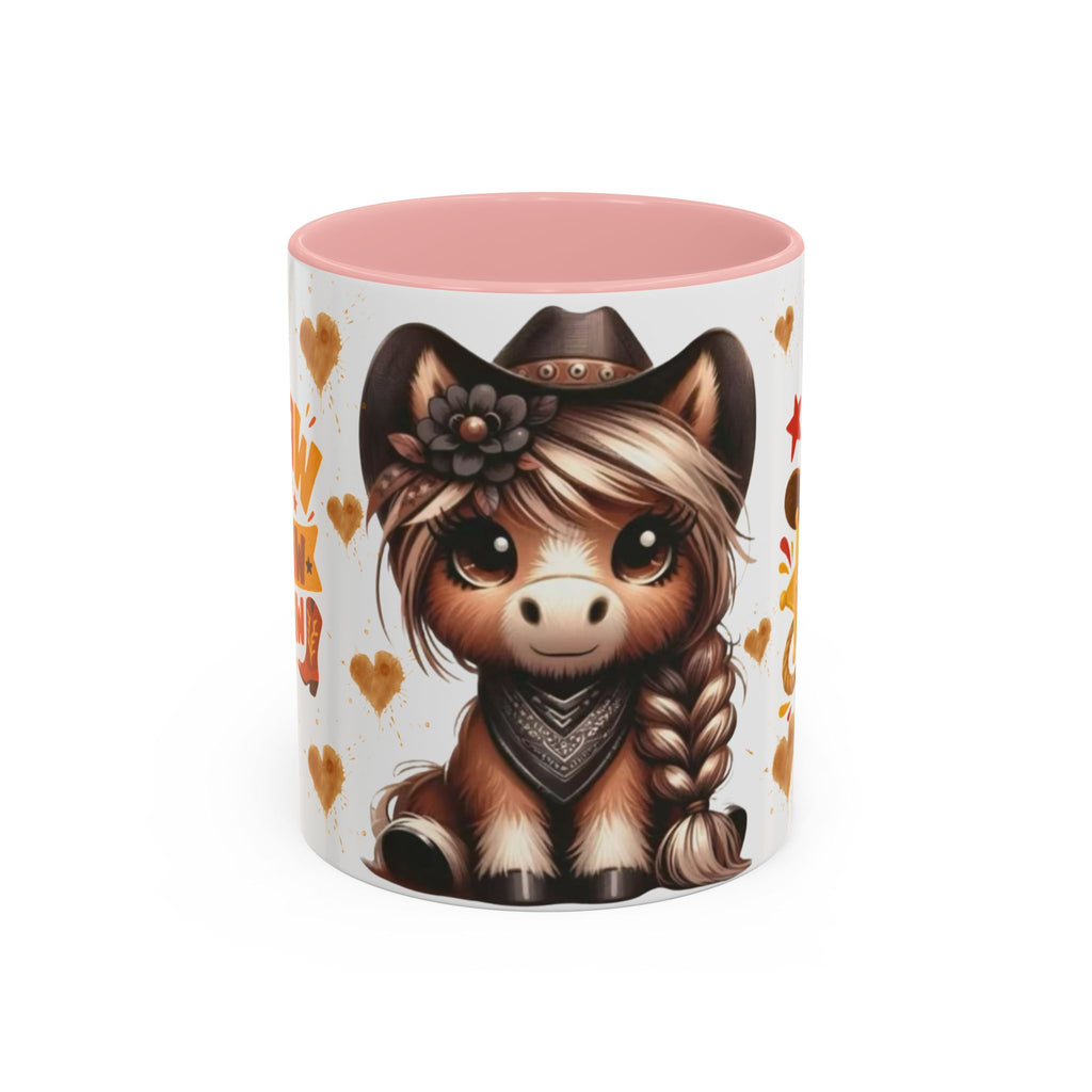 Cowgirl Pony Mug | Cute Western Horse Coffee Cup, Accent Black Handle