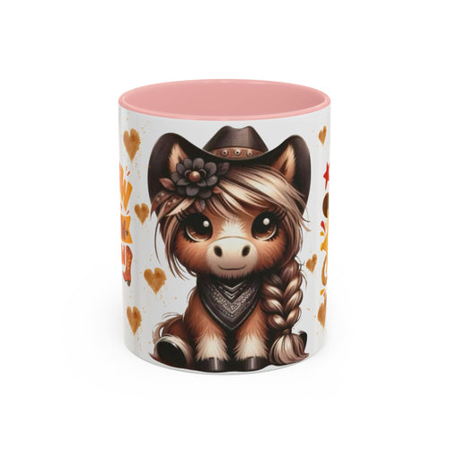 Cowgirl Pony Mug | Cute Western Horse Coffee Cup, Accent Black Handle