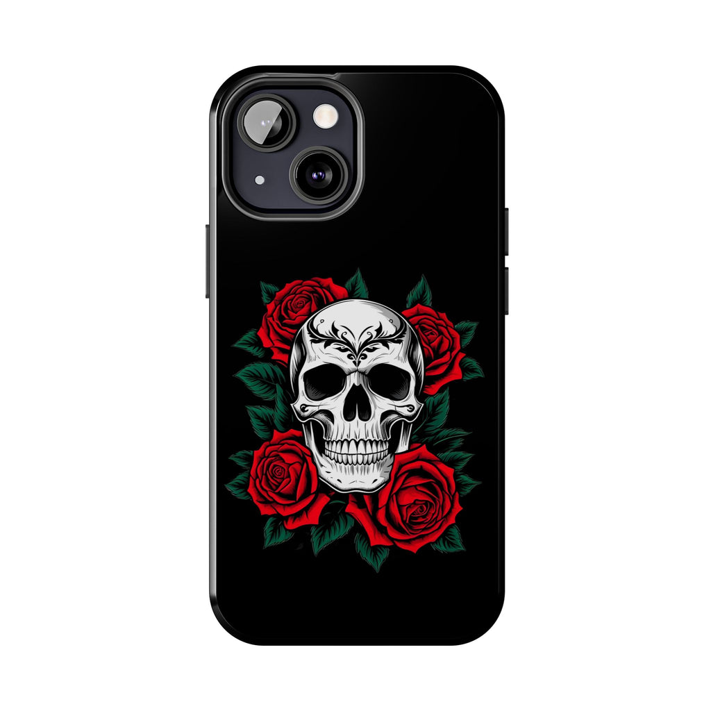 Skull and Roses Tough Phone Case — Durable Protective iPhone Cover with Vibrant Wing Design