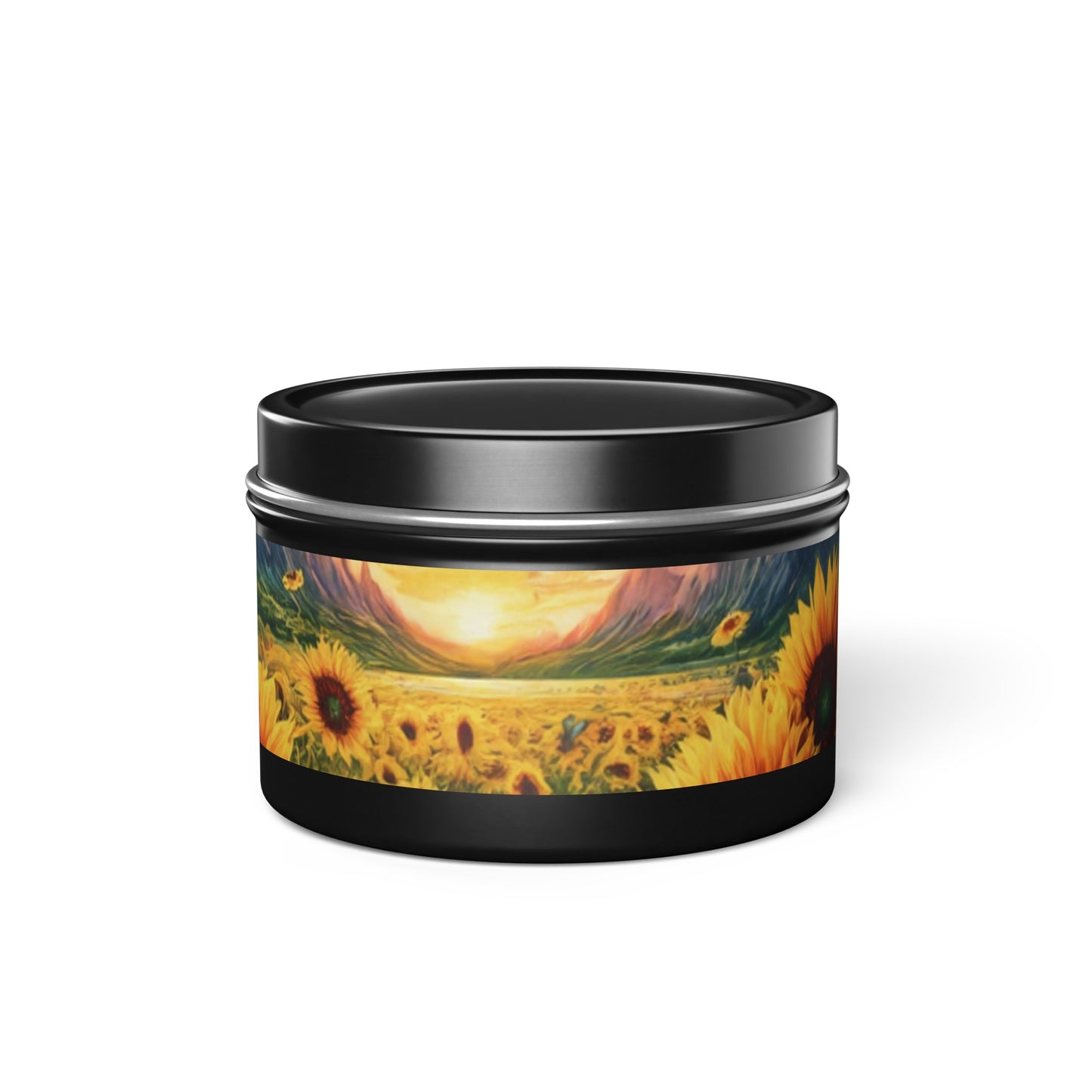 Beautiful Scented Sunflower Design Tin Candles