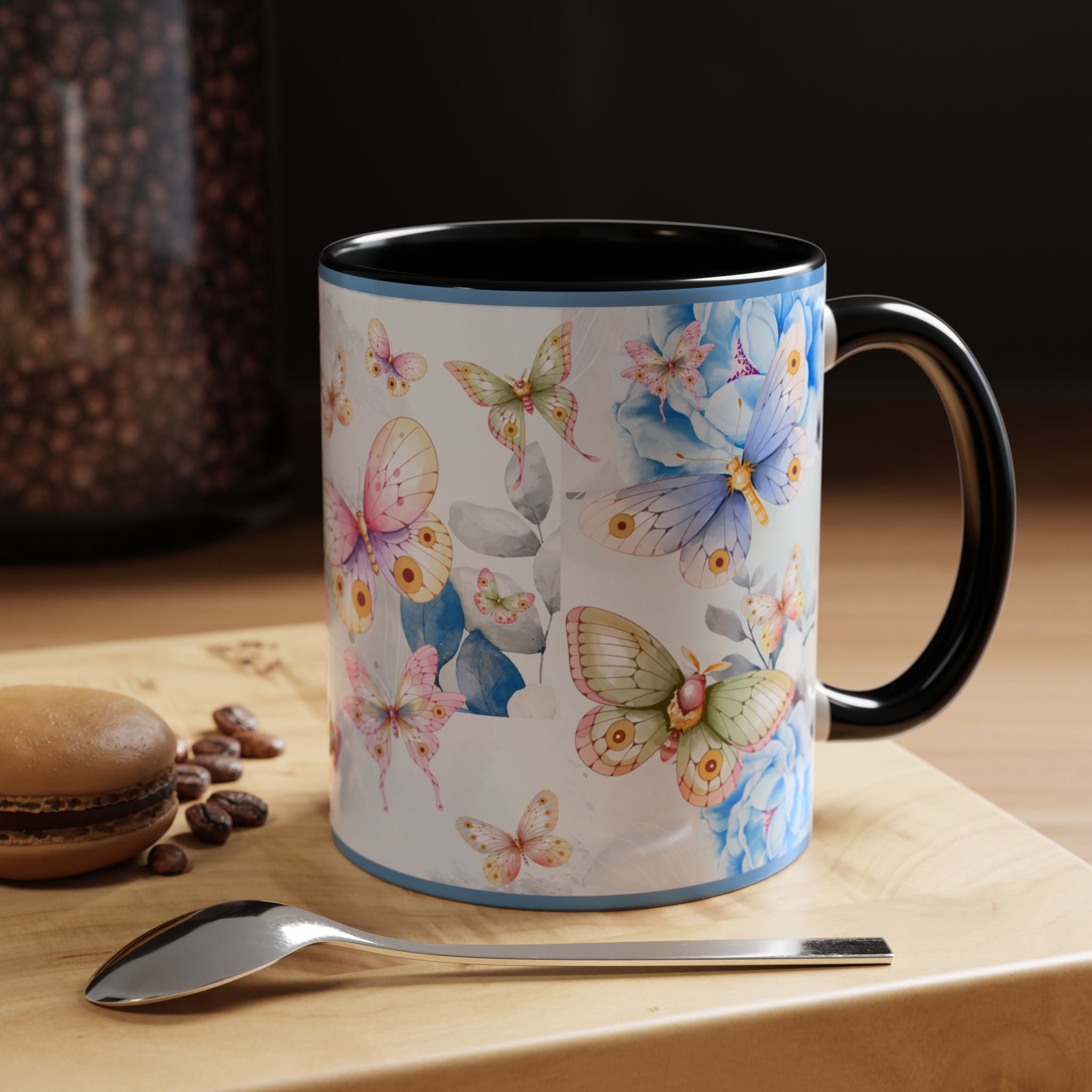 Floral Pastel Coffee Cup Butterfly Garden Accent Mug
