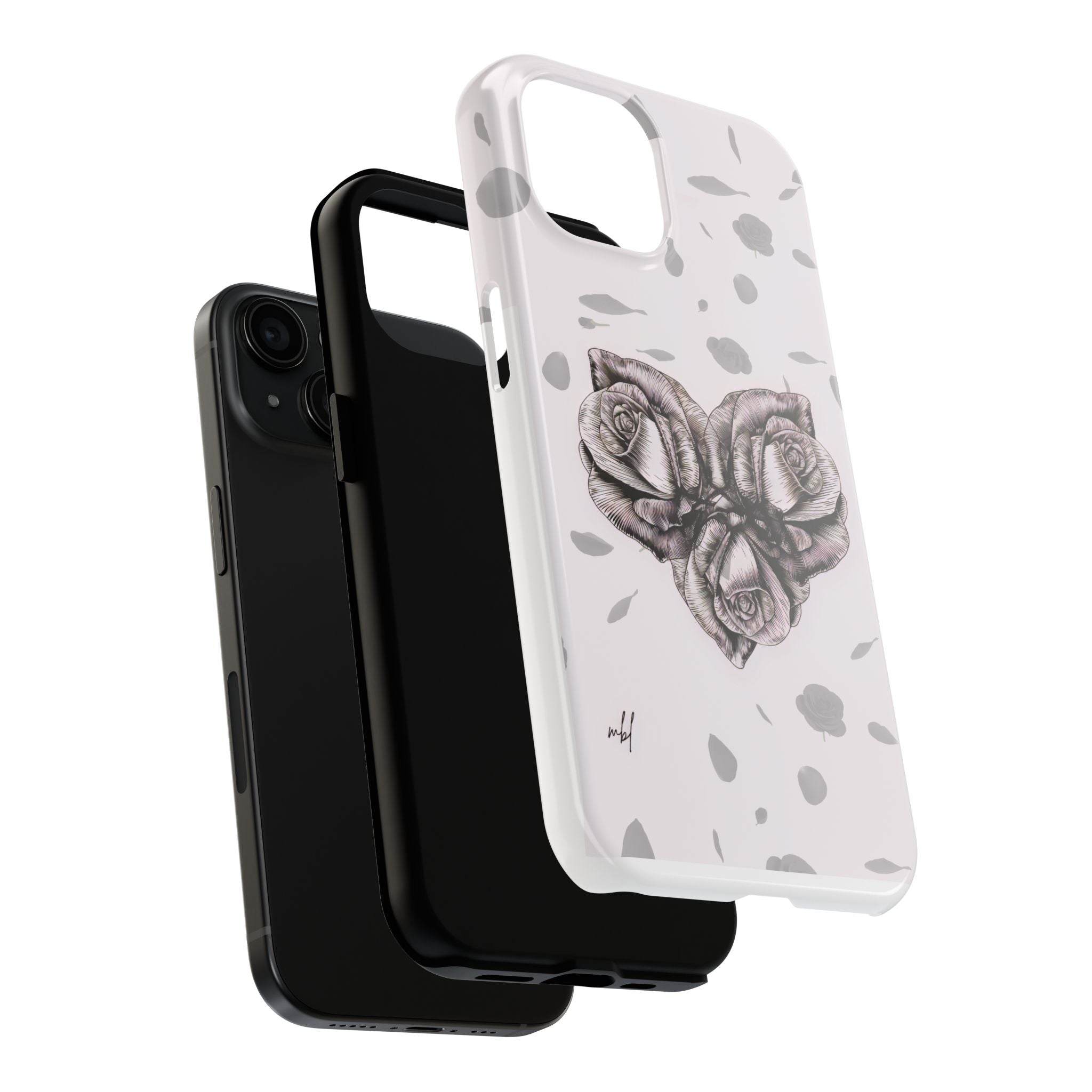 IPhone Phone Case Artistic Floral Tough Phone Cases - Heart Rose Design