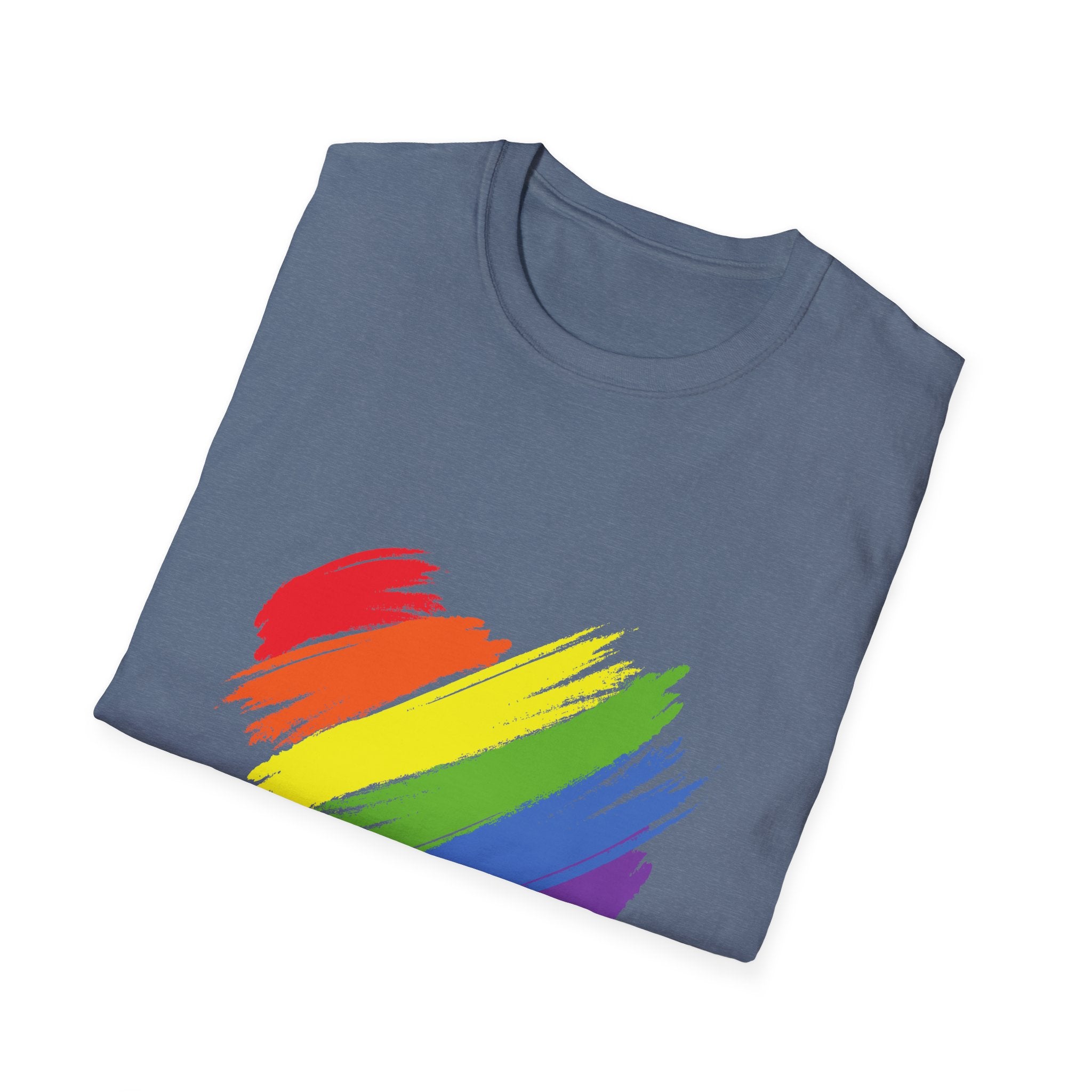 Unisex Equality Pride T-Shirt, LGBTQ+ Apparel, Rainbow Heart Tee, Gift for Allies, Softstyle Anniversary Shirt