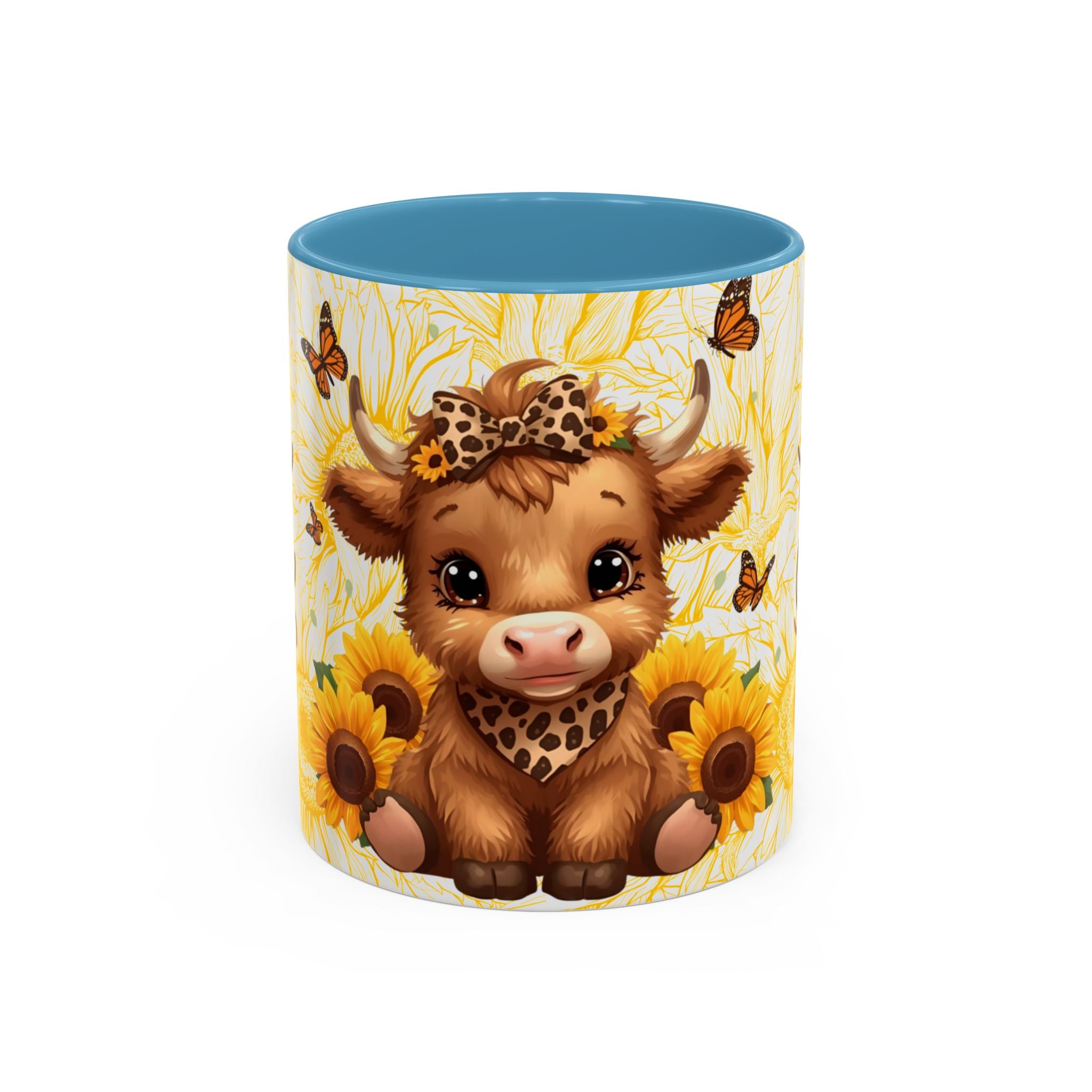 Highland Cow Cup Cute Sunflower Coffee Mug 11 and 15oz Size