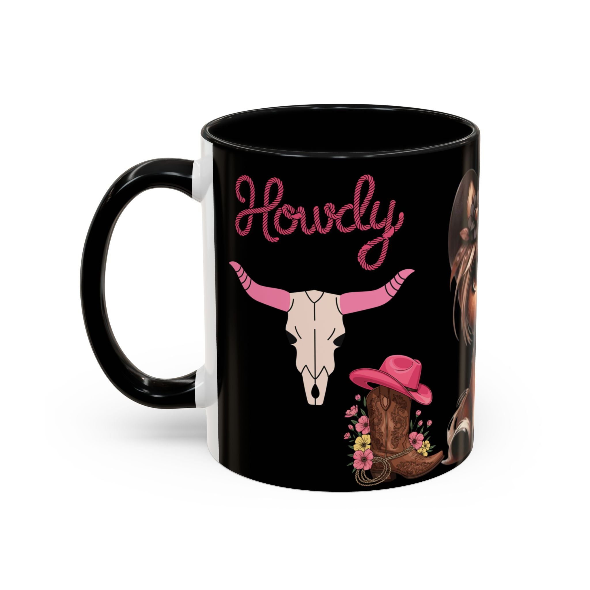 Cowgirl Coffee Mug — Howdy Pink Western Accent Mug (11/15oz)