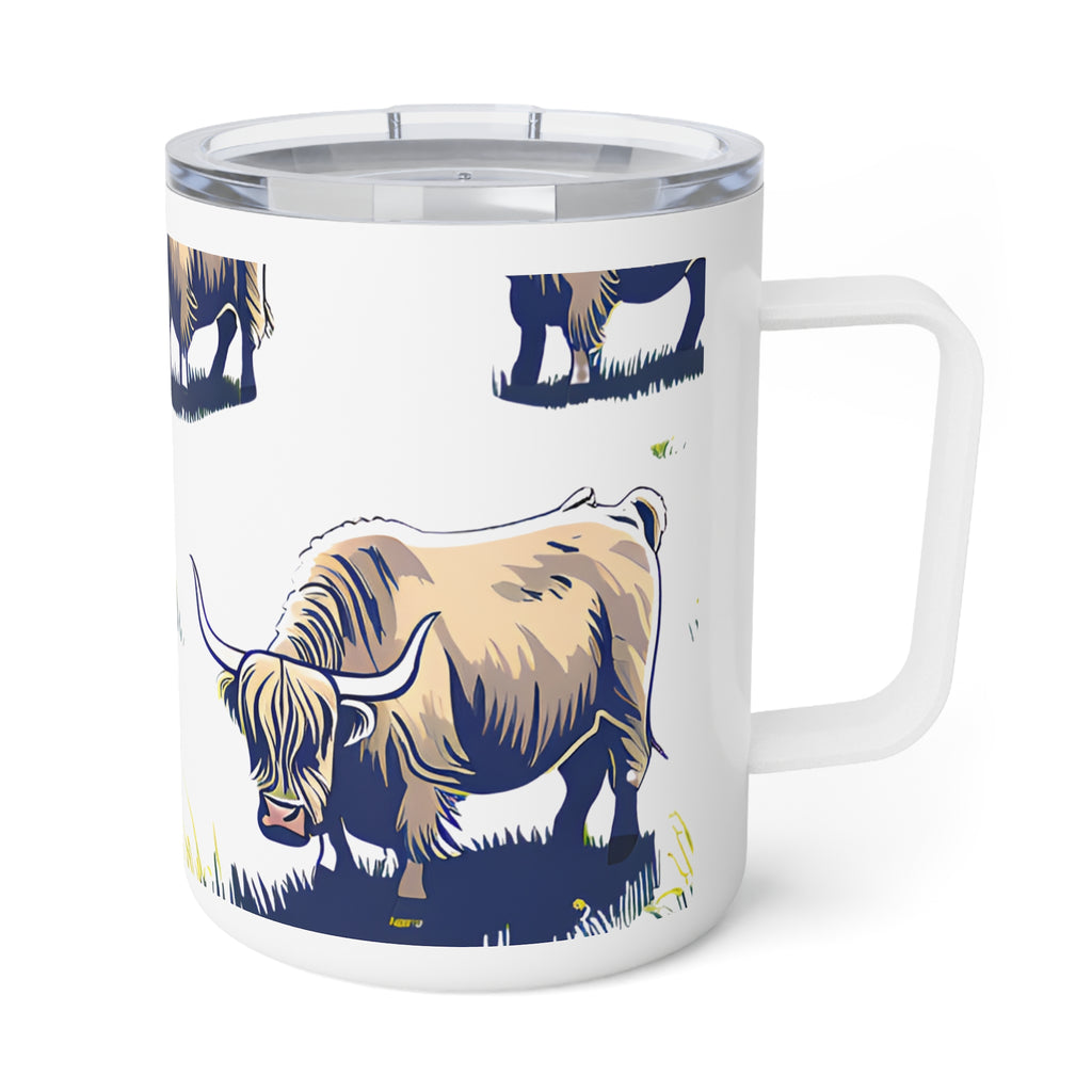 Highland Cow 10oz Insulated Coffee Mug Cute Scottish Cattle Travel Tumbler