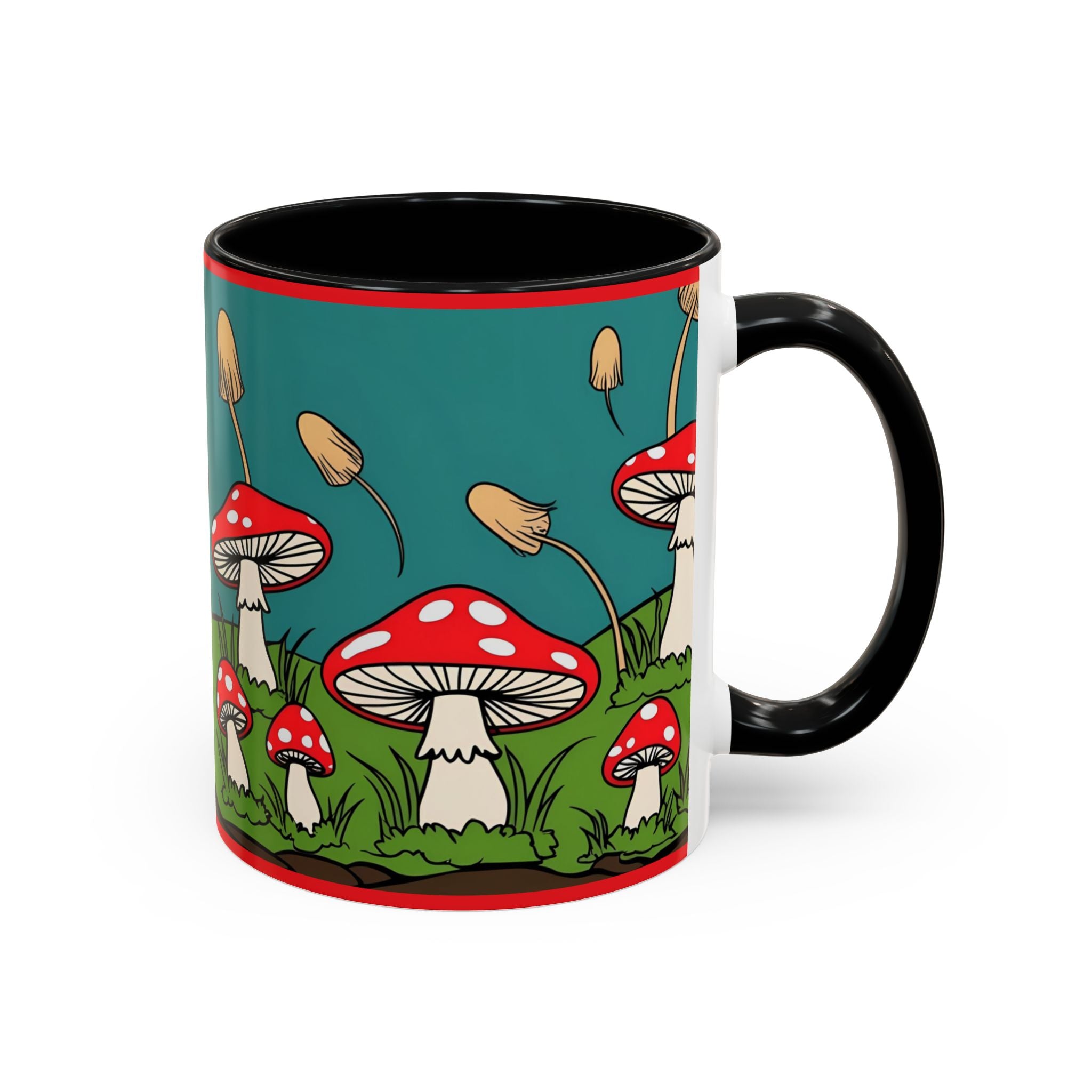 Mushroom Coffee Mug Red Toadstool Ceramic Cup Forest Accent