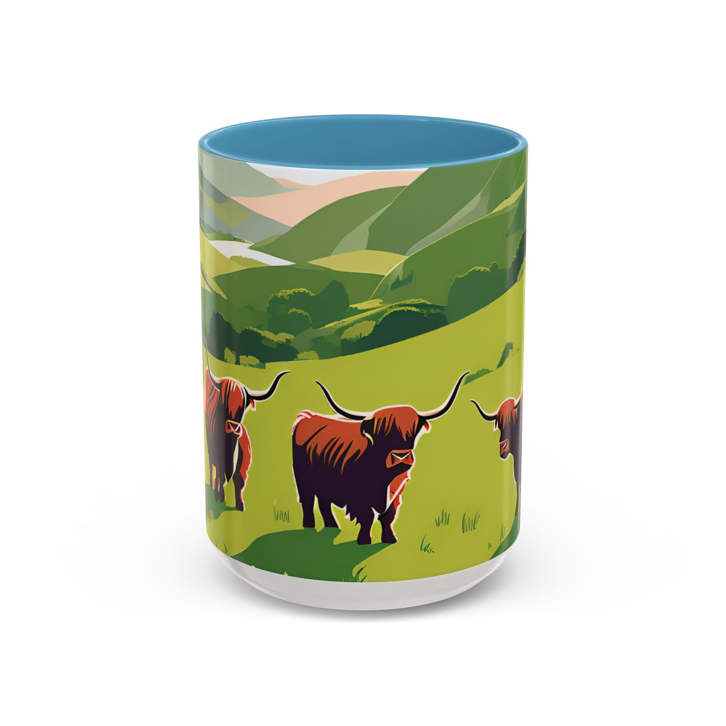 Highland Cow Coffee Mug – Scenic Farm Landscape Accent Mug (11/15oz)