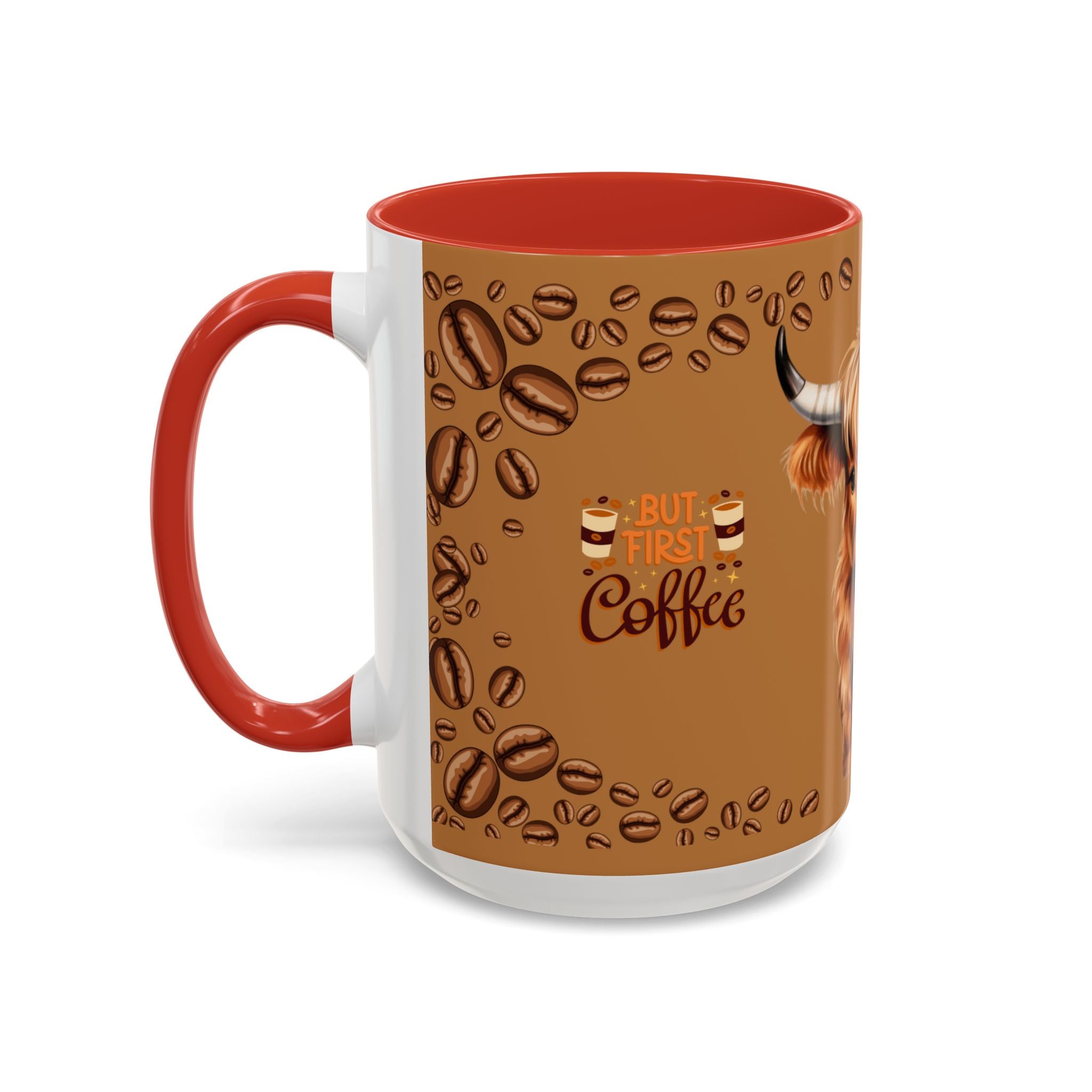Highland Cow Coffee Mug — 'But First Coffee' Highland Cow Accent Mug (11/15oz)