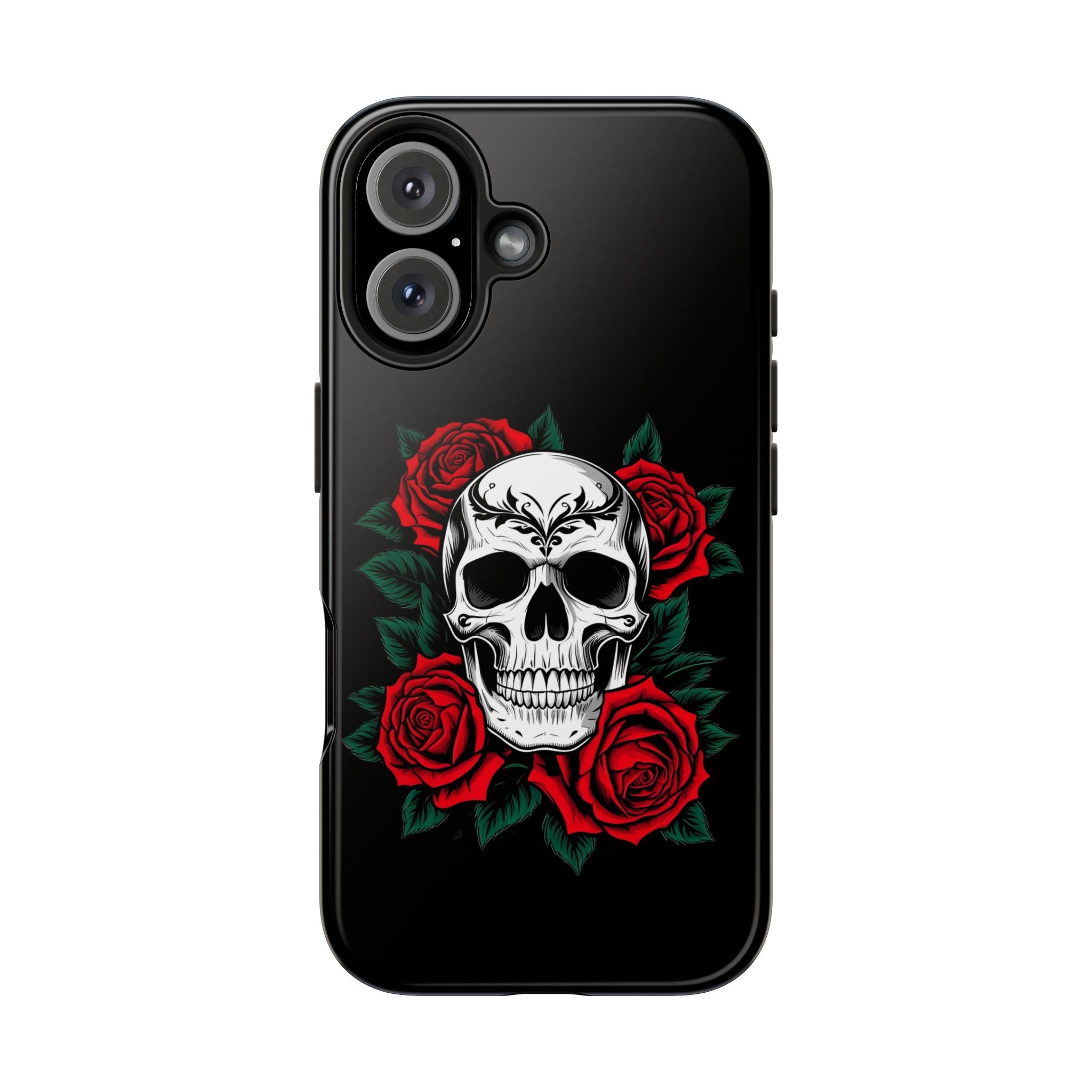 Skull and Roses Tough Phone Case — Durable Protective iPhone Cover with Vibrant Wing Design
