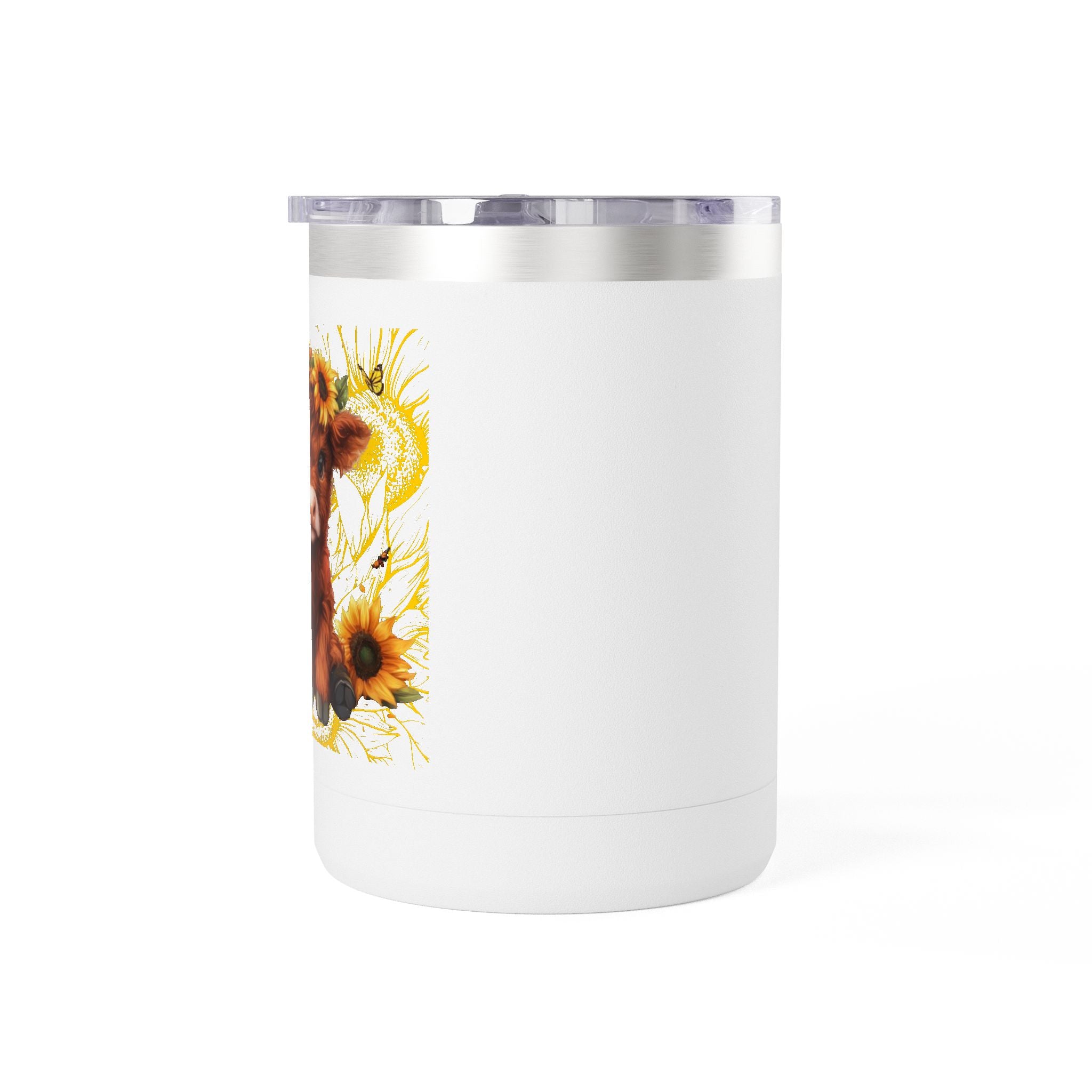 Highland Cow Travel Mug - Floral Sunflower Coffee Tumbler 15oz