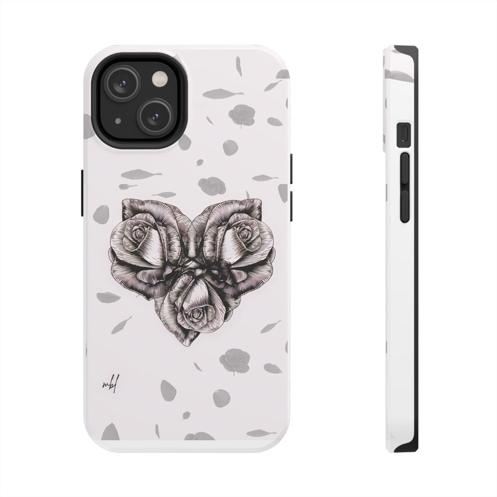 IPhone Phone Case Artistic Floral Tough Phone Cases - Heart Rose Design