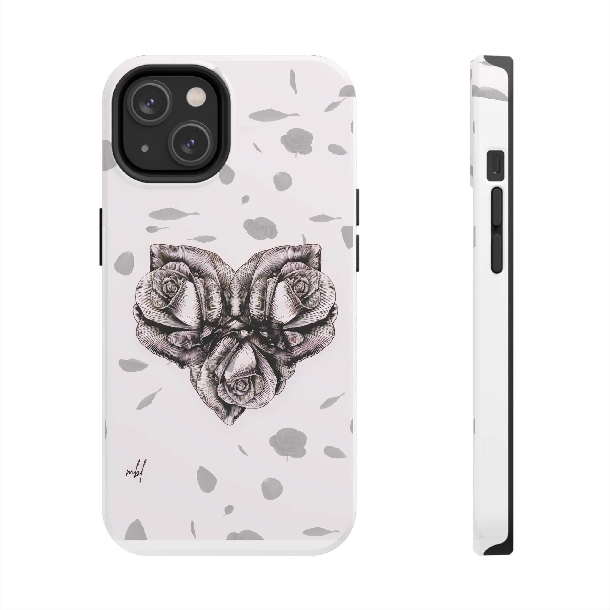 IPhone Phone Case Artistic Floral Tough Phone Cases - Heart Rose Design