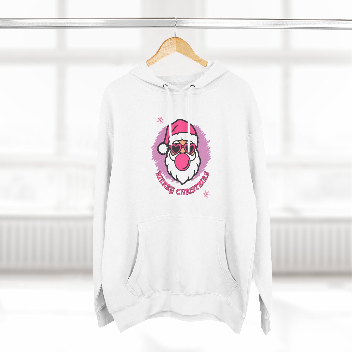Santa with Sunglasses Hoodie | Funny Christmas Graphic, Pink Holiday Design