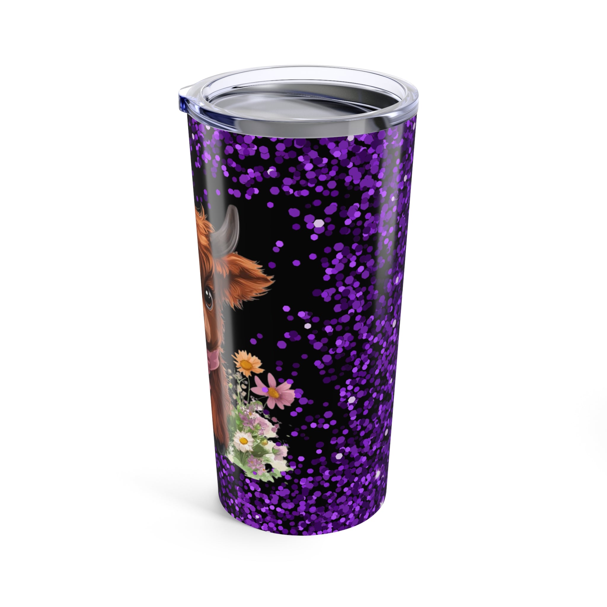 Highland Cow Tumbler Cute Floral Calf Insulated Travel Cup 20oz