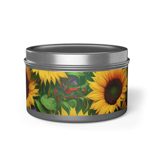 Sunflower Design Soy Wax Blend Tin Candles