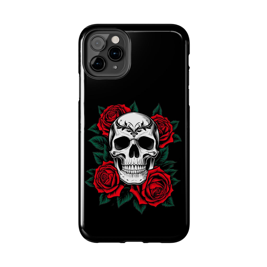 Skull and Roses Tough Phone Case — Durable Protective iPhone Cover with Vibrant Wing Design